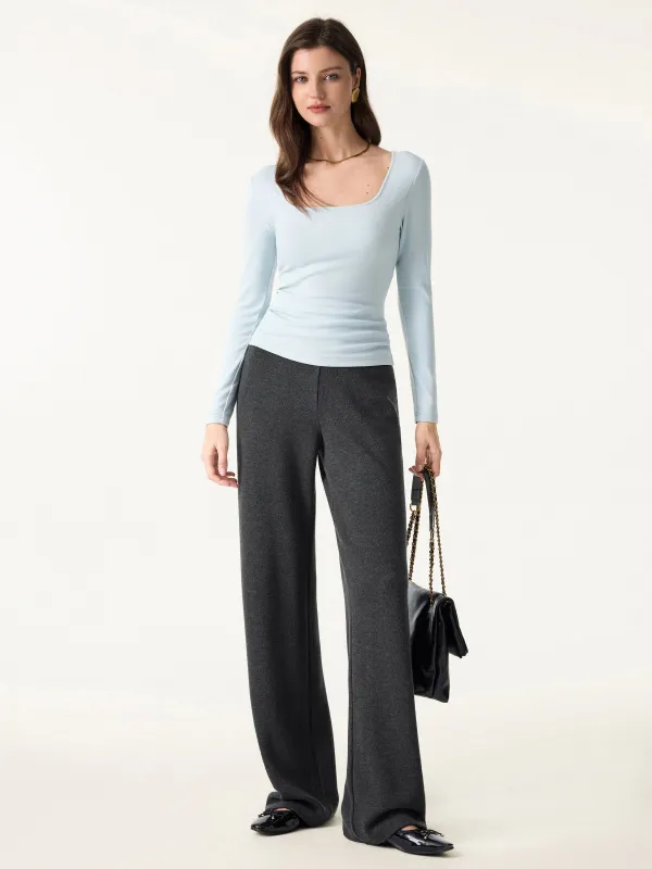 Mid Rise Straight Leg Pull-on Pants with Pockets sold by ogl move