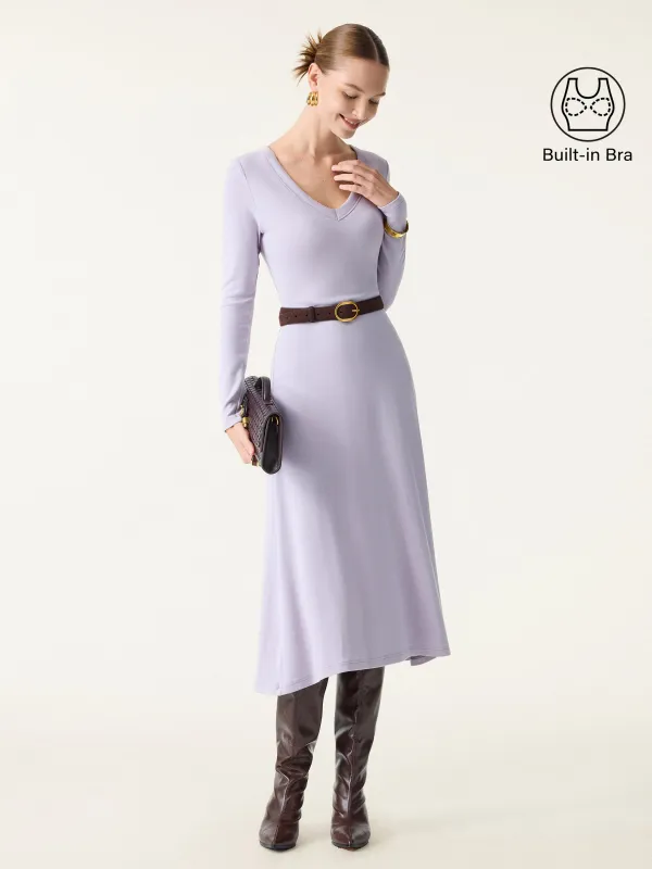 Everyday V-neck Long Sleeve Midi Brami Dress sold by OGLmove
