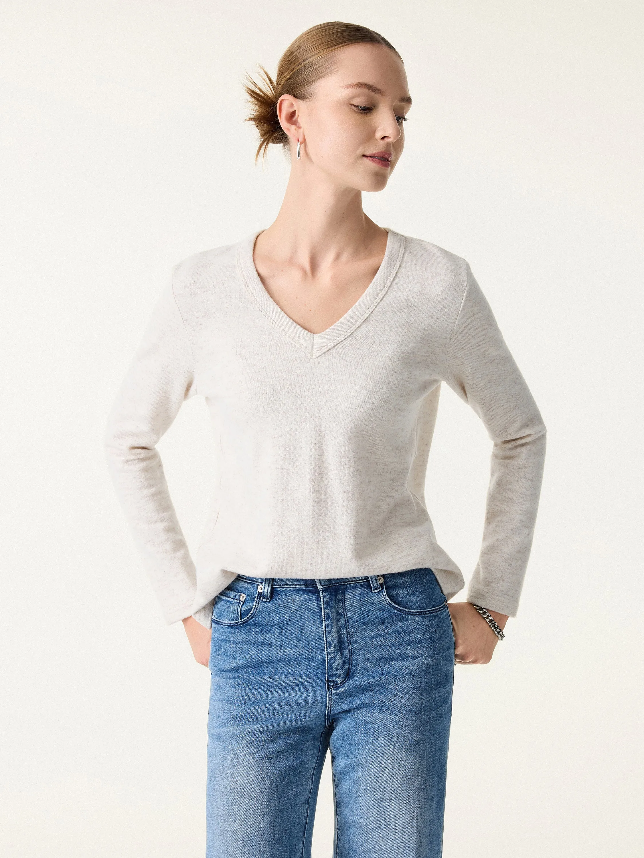 Relaxed Fit V-Neck Top with Scarf sold by OGLmove product image thumbnail 2