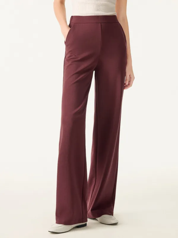 Brushed Stretch High Rise Slim Straight Pull-on Pants with Pockets sold by OGLmove