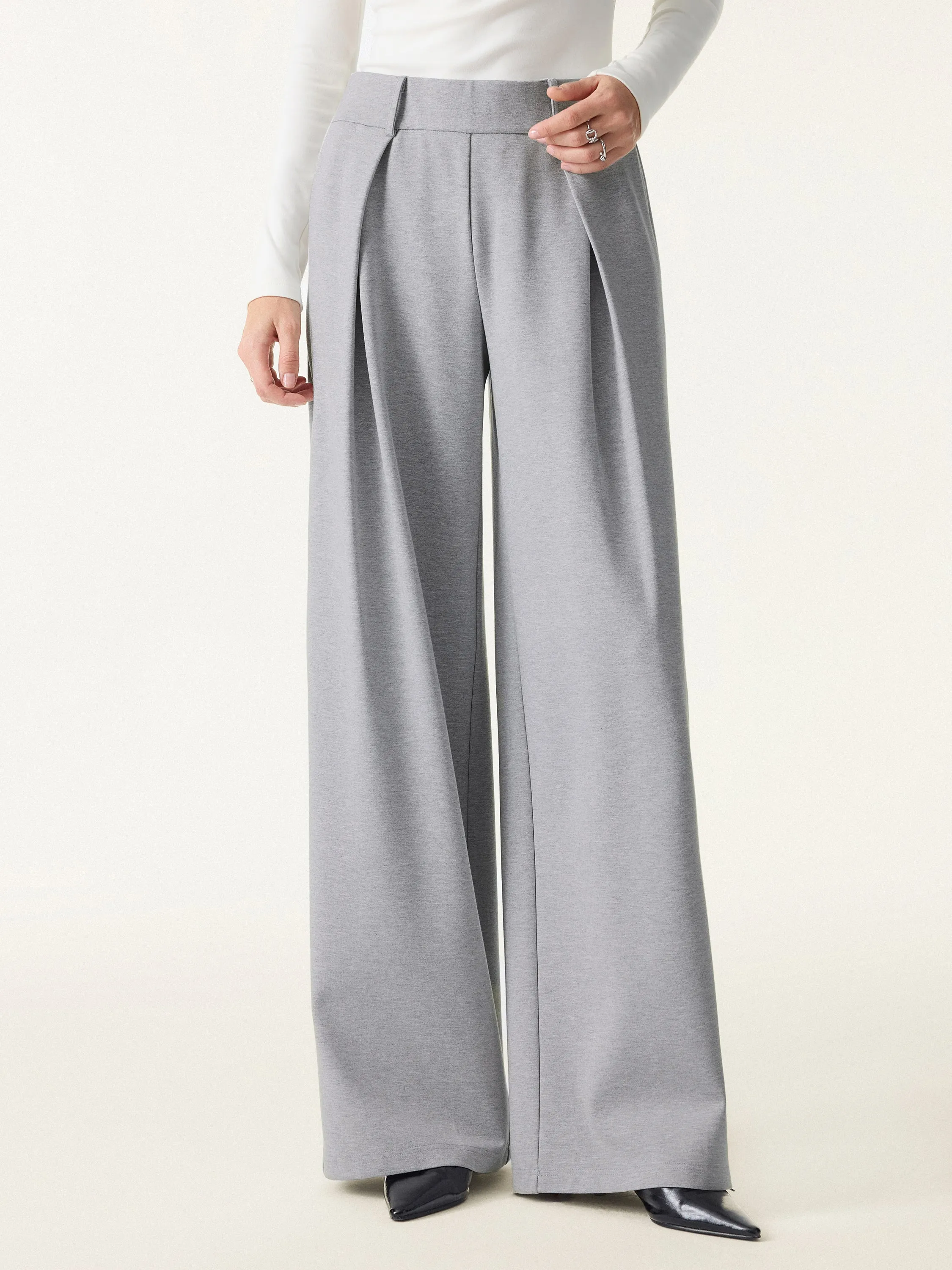Wrinkle-Resistant Stretchy High Rise Wide Leg Pants with Pockets sold by OGLmove product image thumbnail 5