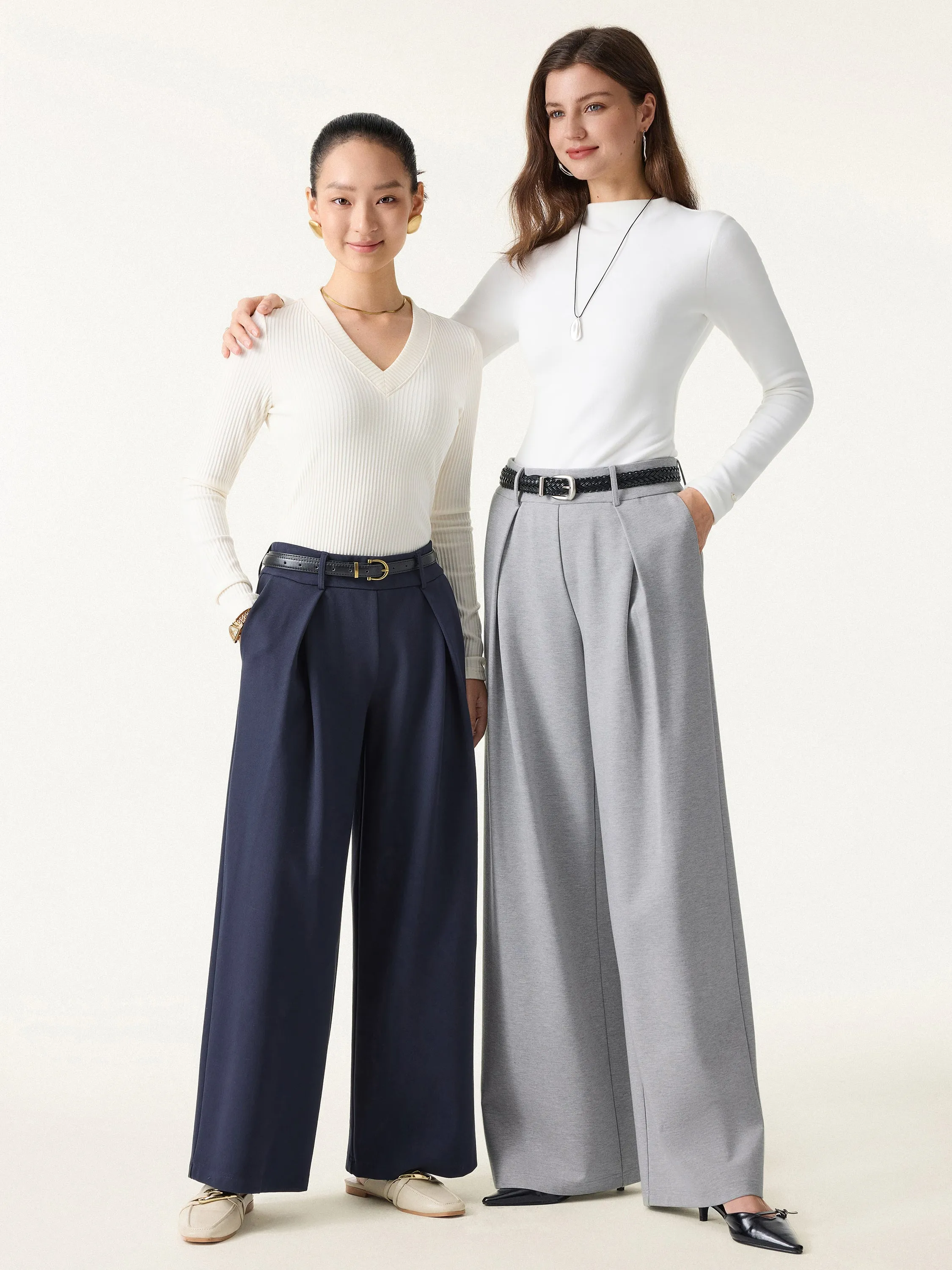 Wrinkle-Resistant Stretchy High Rise Wide Leg Pants with Pockets sold by OGLmove product image thumbnail 2