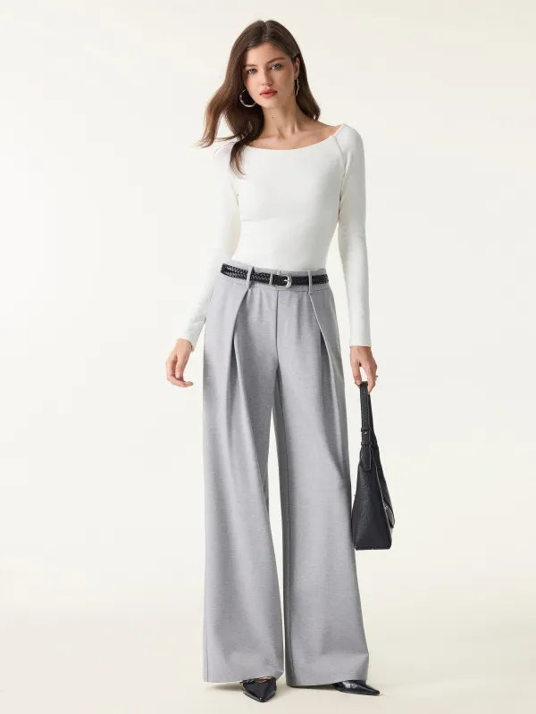 Wrinkle-Resistant Stretchy High Rise Wide Leg Pants with Pockets sold by OGLmove