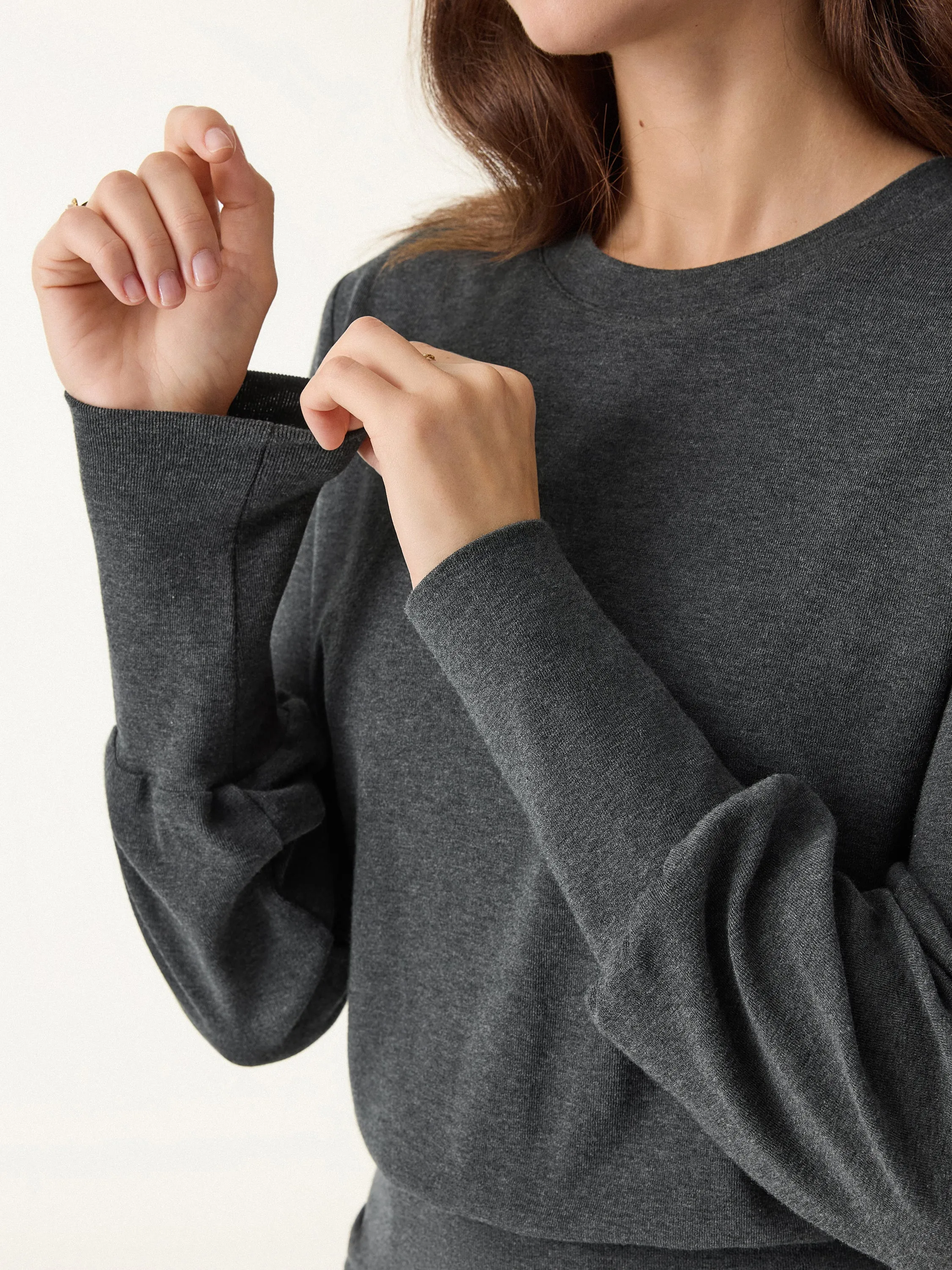 Elevated Crewneck Brushed Brami with Banded Hem sold by OGLmove product image thumbnail 2