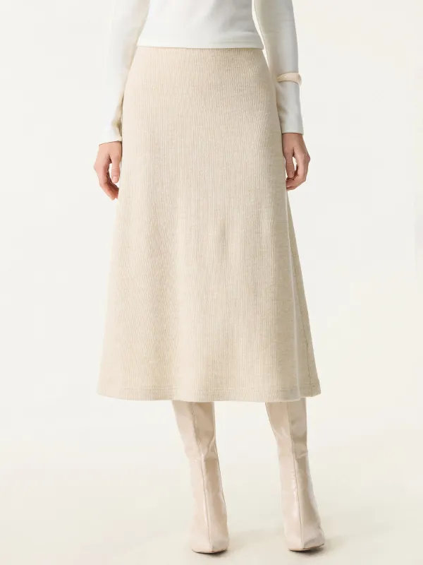 Invisible Slimming Waistband Ribbed Midi Pull-on Skirt sold by OGLmove