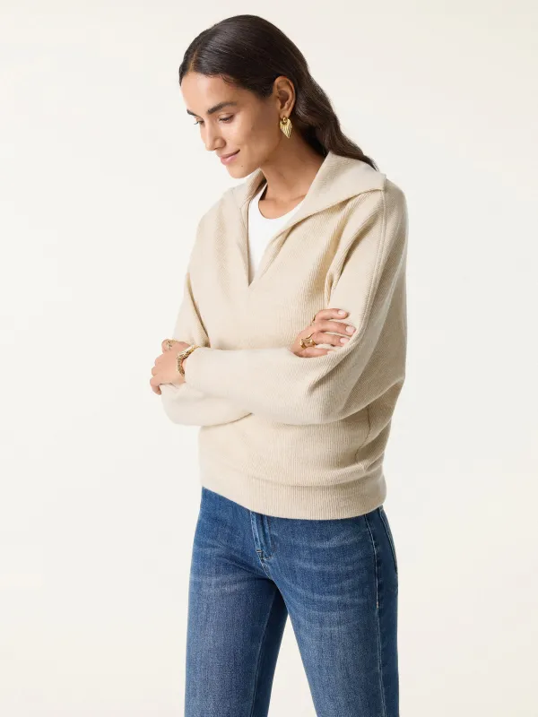 Cozy Collared V-Neck Batwing Sleeve Pullover sold by OGLmove