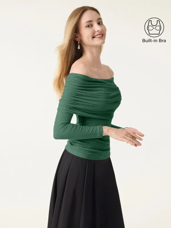 Lyocell Wool Ruched Off-Shoulder Brami Top sold by ogl move