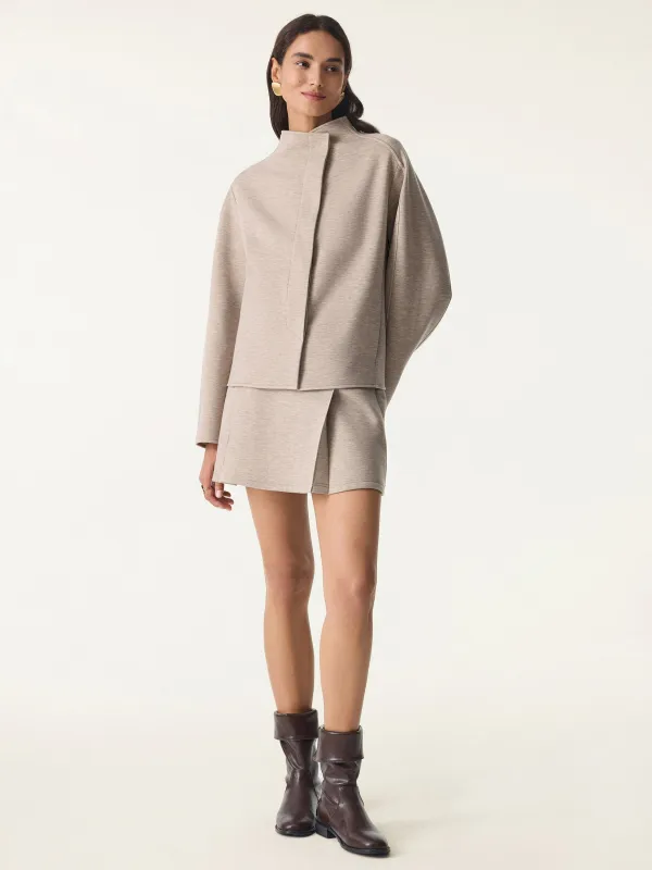 2Pcs Set Stand Collar Cropped Jacket & A-Line Pull on Skorts with Pockets sold by ogl move