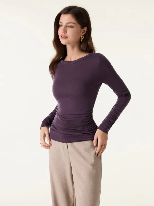 Lyocell Cashmere Ruched Sleeve Skimming Top sold by OGLmove