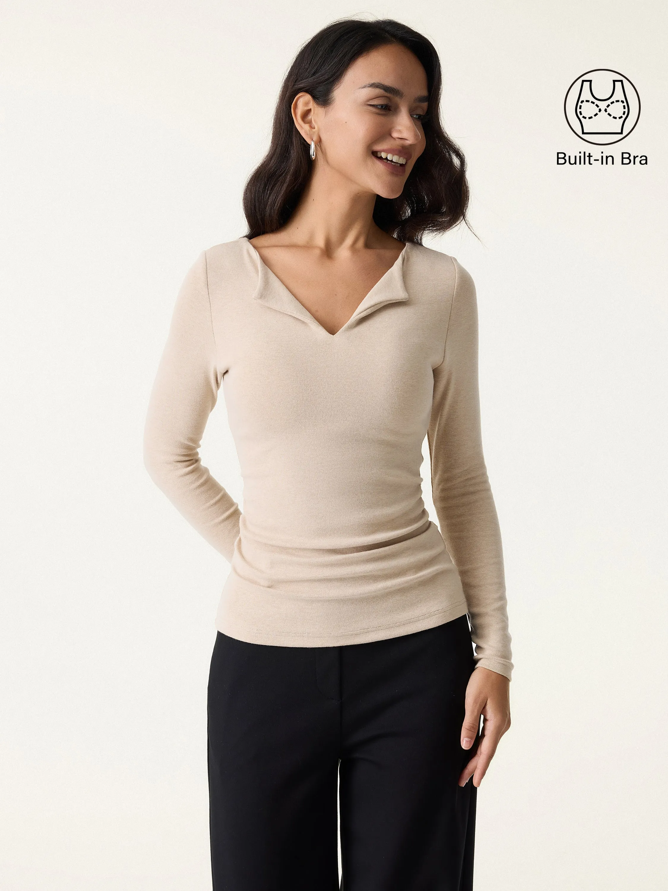 Flapped V-neck Side Ruched Brami sold by OGLmove product image thumbnail 4