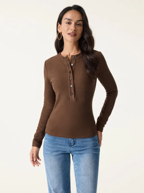 MaxWarm Henley Long Sleeve Top sold by OGLmove