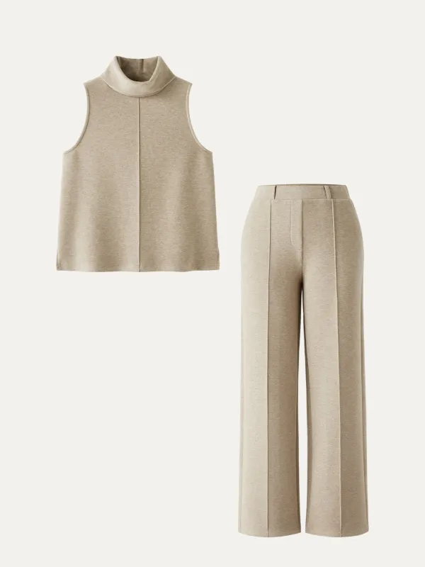 2Pcs Set Petite High Waisted Straight Leg Pant & Split Hem Top sold by OGLmove