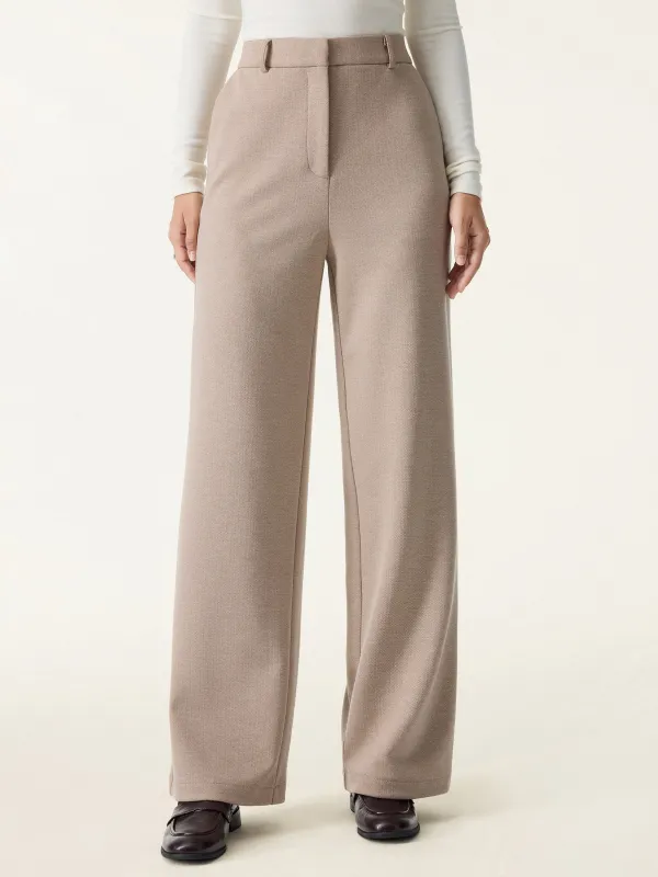 Herringbone Mid Rise Straight Leg Pants with Pockets sold by ogl move