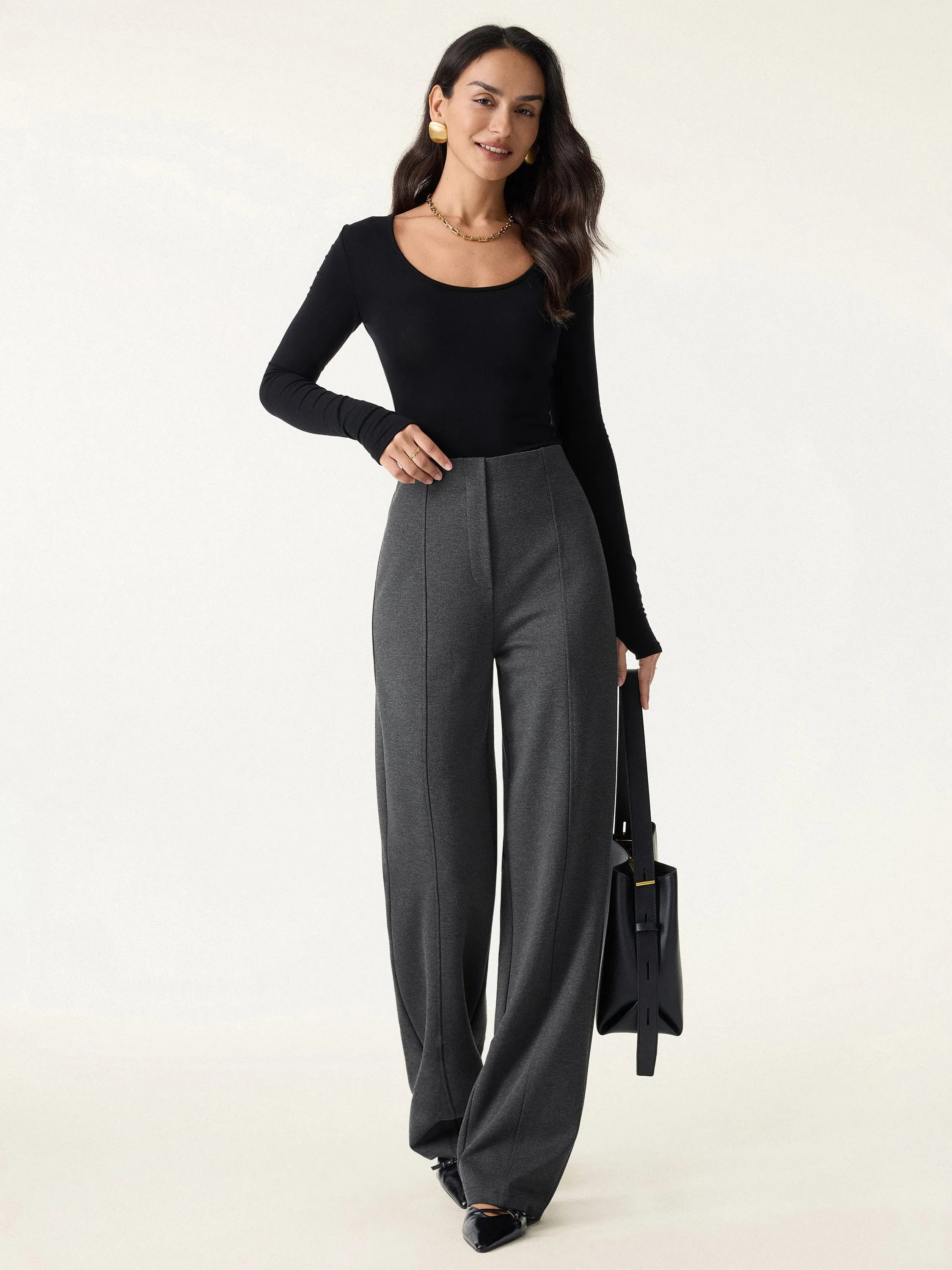 Stretch Ponte High Rise Straight Leg Pants with Pockets sold by OGLmove product image thumbnail 3