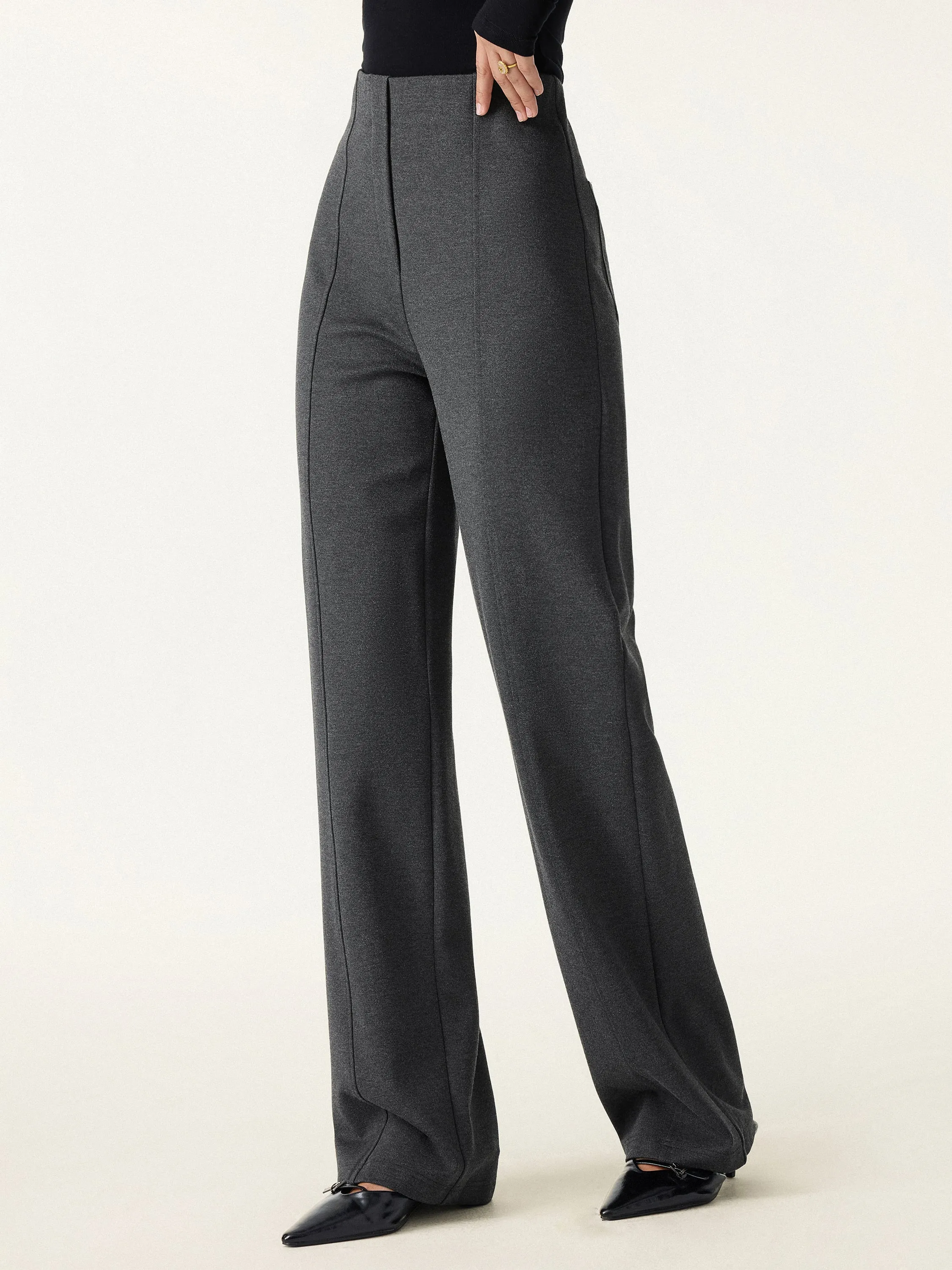 Stretch Ponte High Rise Straight Leg Pants with Pockets sold by OGLmove product image thumbnail 5