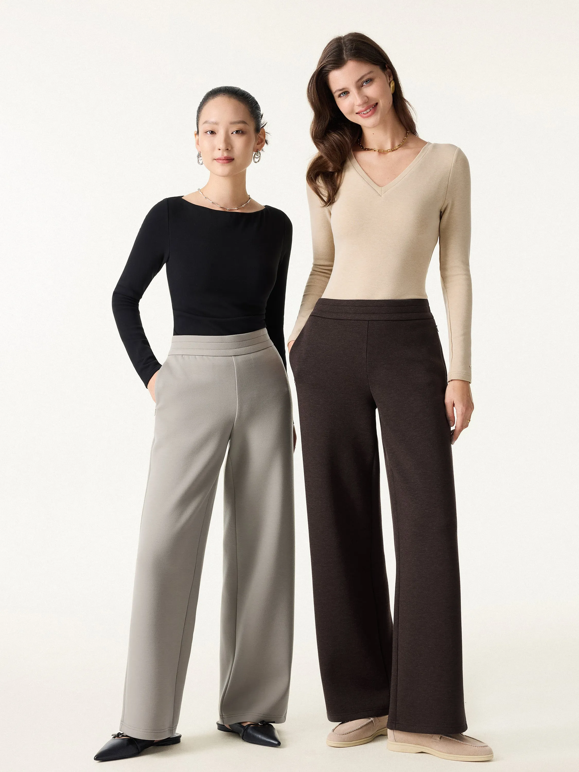 Cozy Warm High Rise Straight Leg Pull-on Pants with Pockets sold by OGLmove product image thumbnail 2
