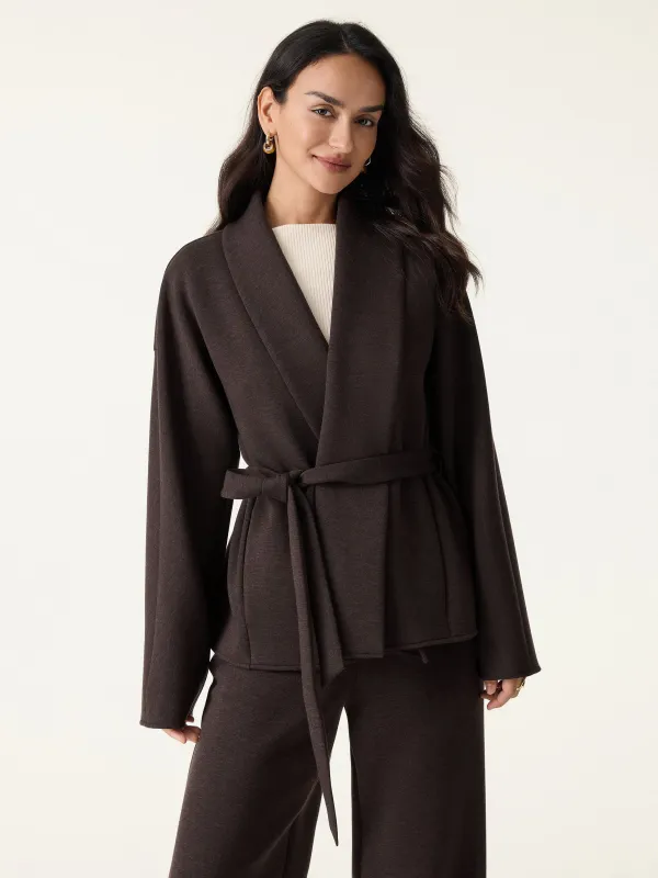 Timeless Shawl Neck Belted Outerwear with Pockets sold by OGLmove