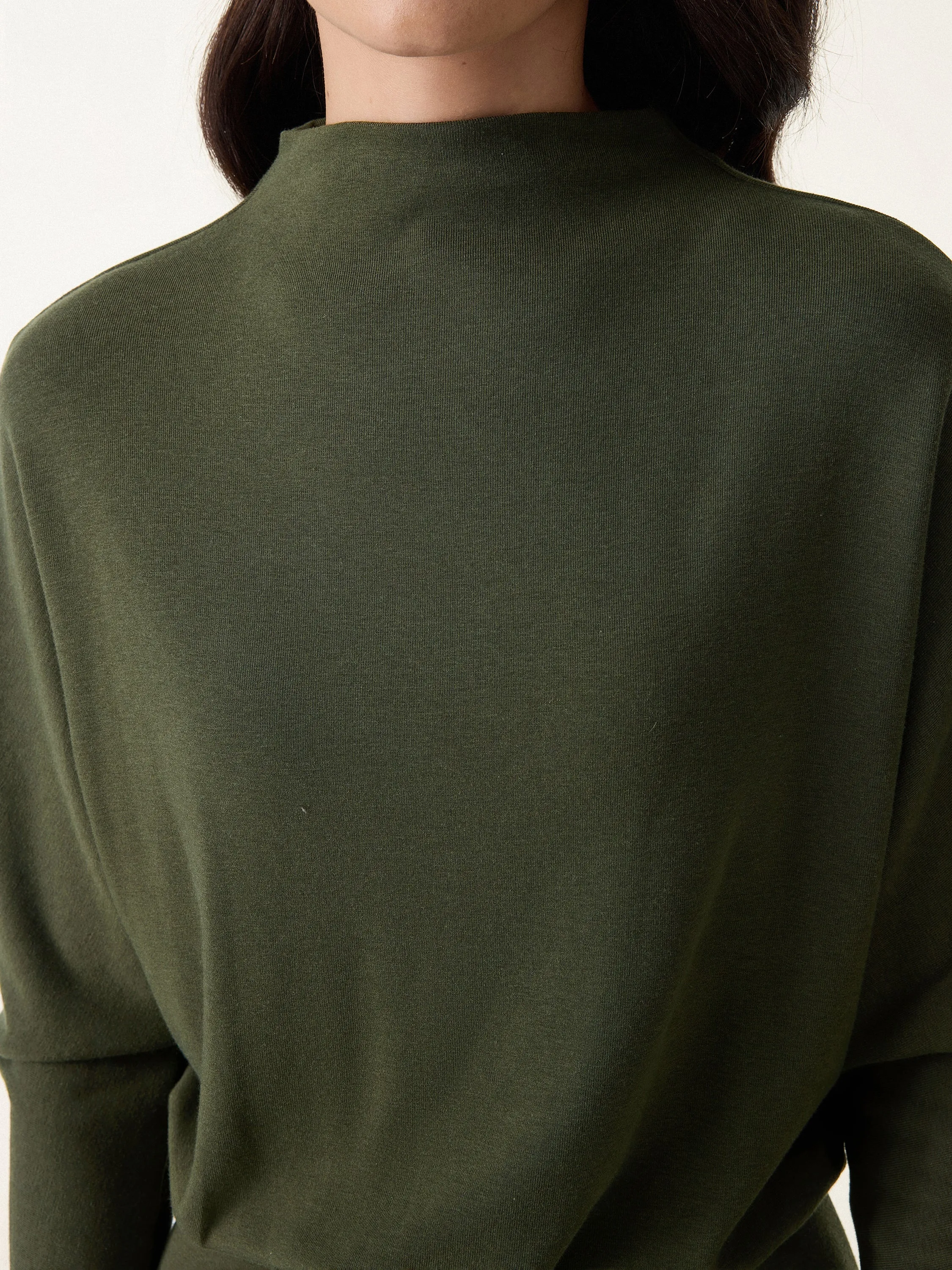 Mockneck Batwing Sleeve Cinched Waist Midi Dress sold by OGLmove product image thumbnail 4