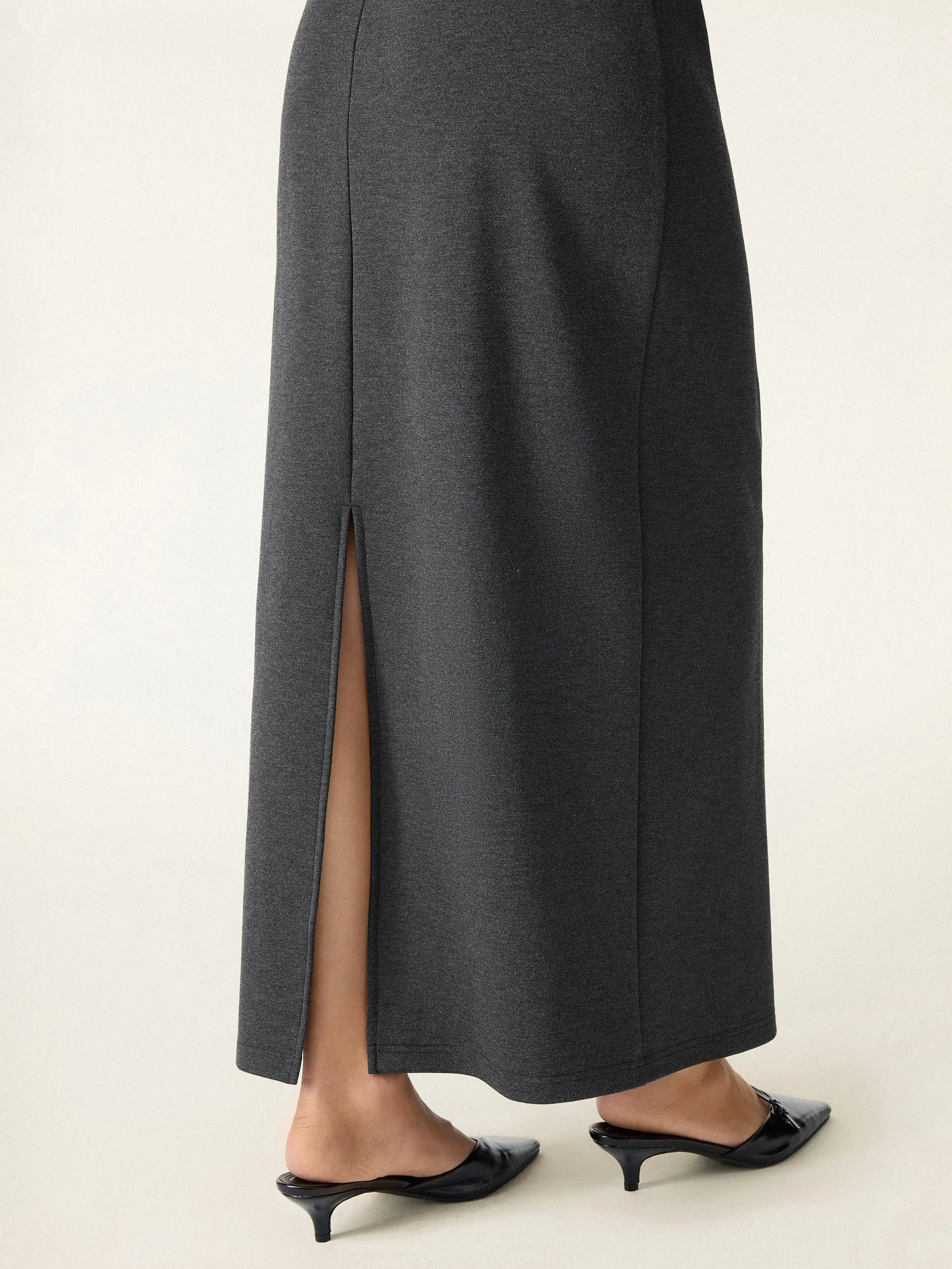 Stretchy Mid Rise Pencil Midi Skirt with Slit sold by OGLmove product image thumbnail 3