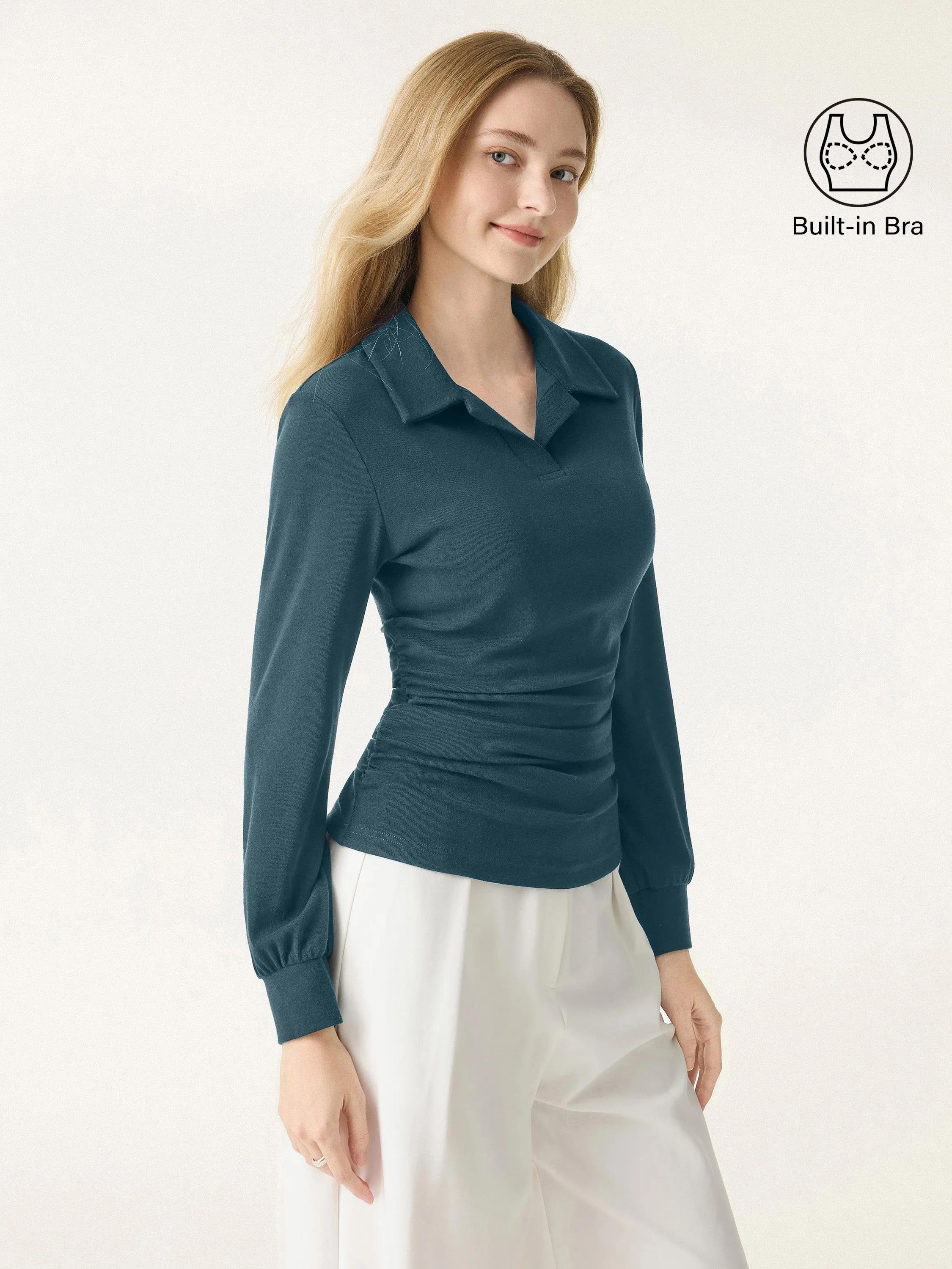 Light Warm Polo Neck Side Ruched Brami Top sold by OGLmove