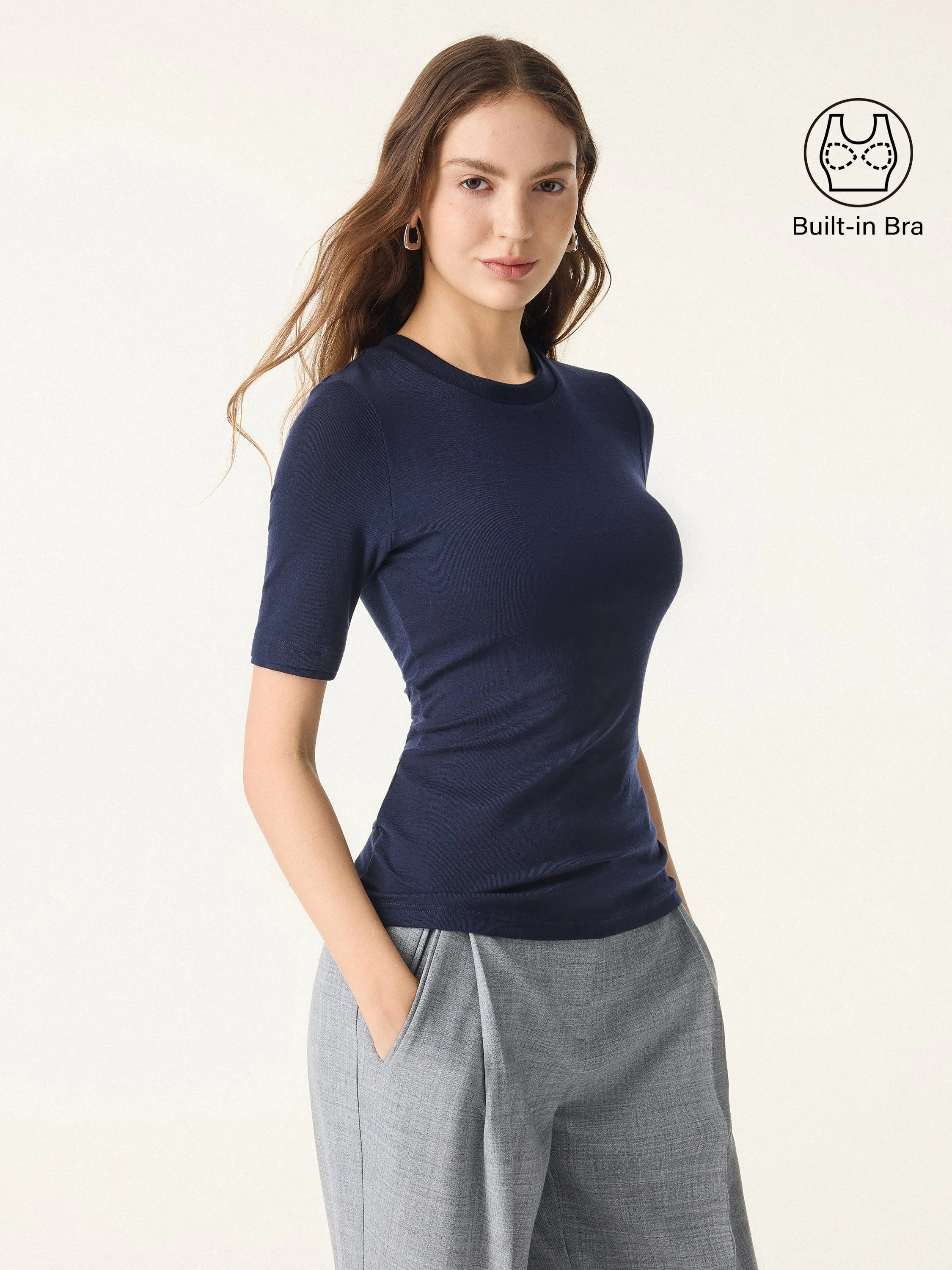 Lyocell Cashmere Crewneck Layered Cuff Brami sold by OGLmove product image thumbnail 3