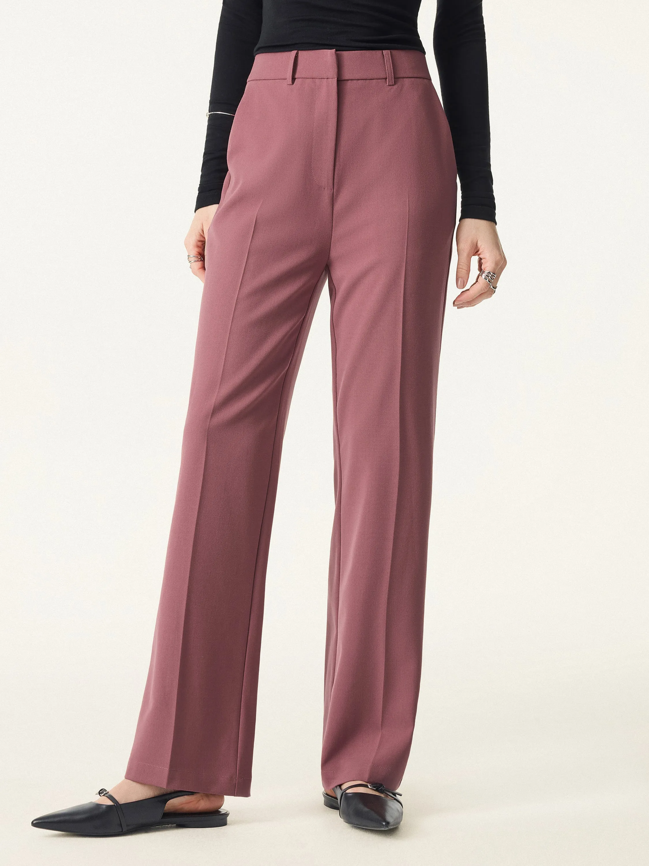 Mid Rise Straight Leg Creased Trousers with Pockets sold by OGLmove product image thumbnail 3