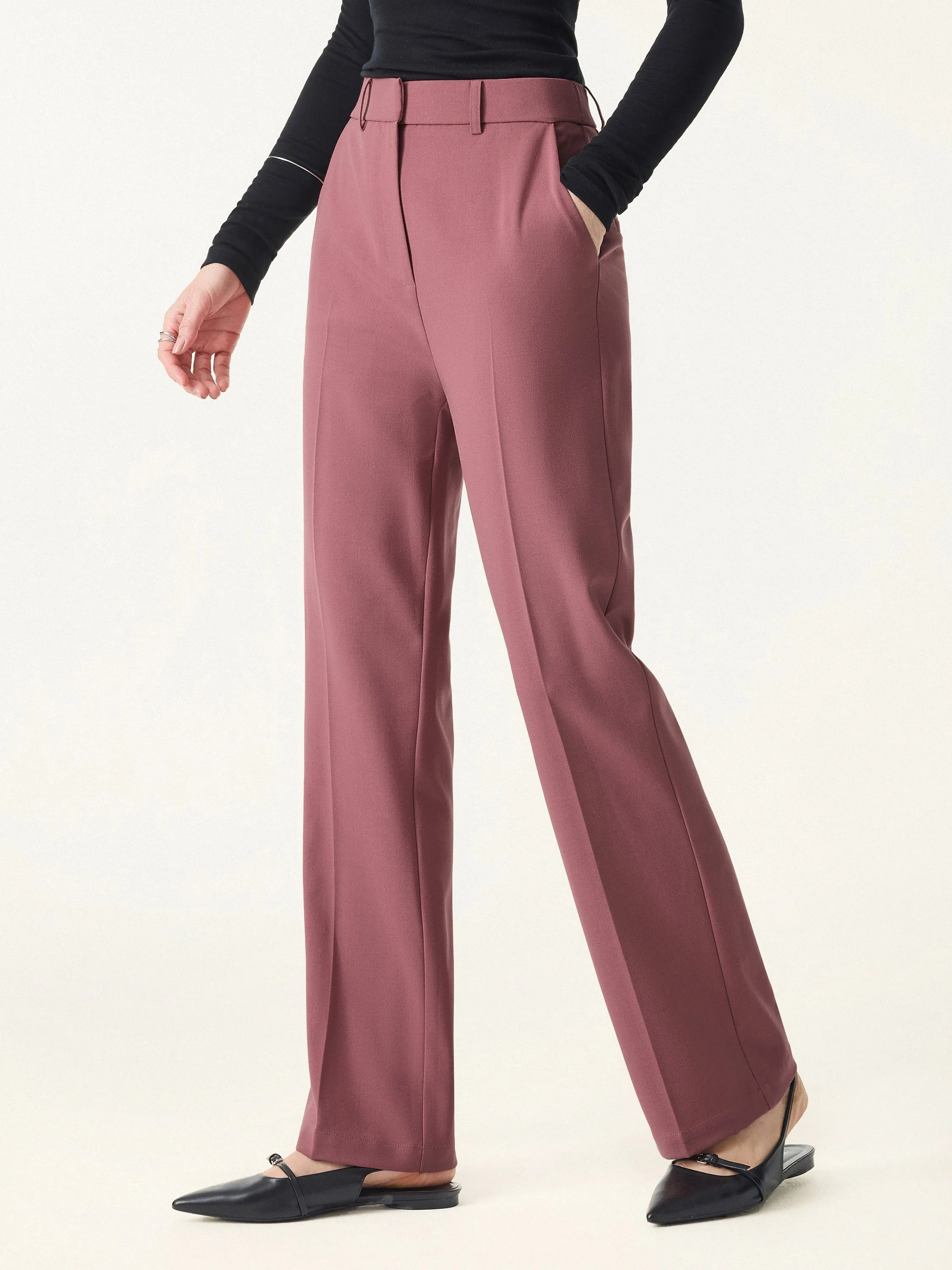 Mid Rise Straight Leg Creased Trousers with Pockets sold by OGLmove product image thumbnail 5