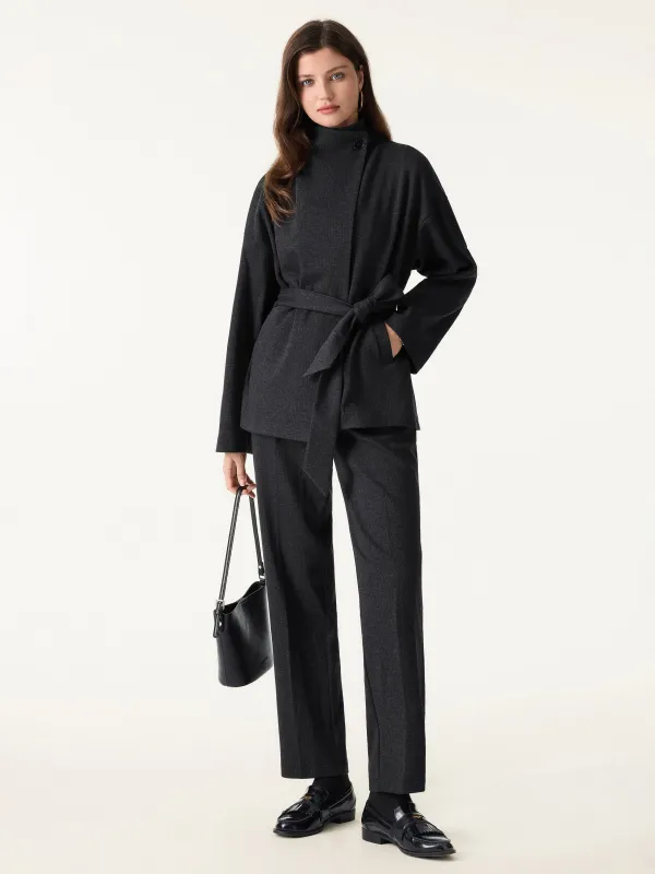 2Pcs Set Regular Tapered Trousers with Pockets & Retro Belted Jacket sold by OGLmove