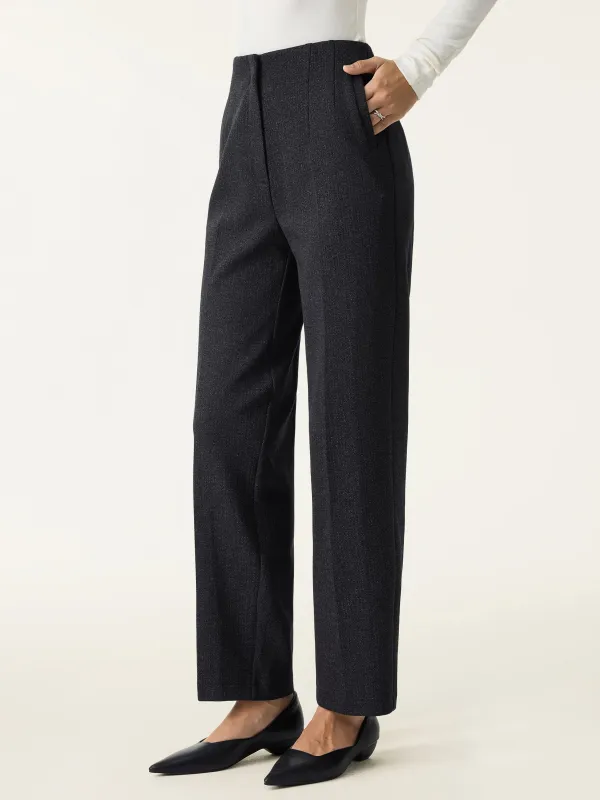 Herringbone High Rise Tapered Leg Trousers with Pockets sold by OGLmove