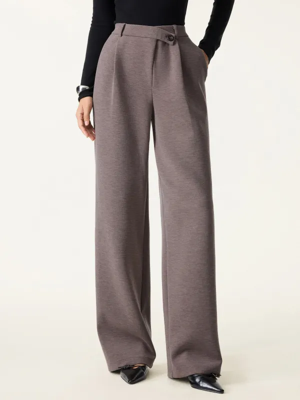Cozy Warm High Rise Slanted Fly Front Wide Leg Pants sold by OGLmove