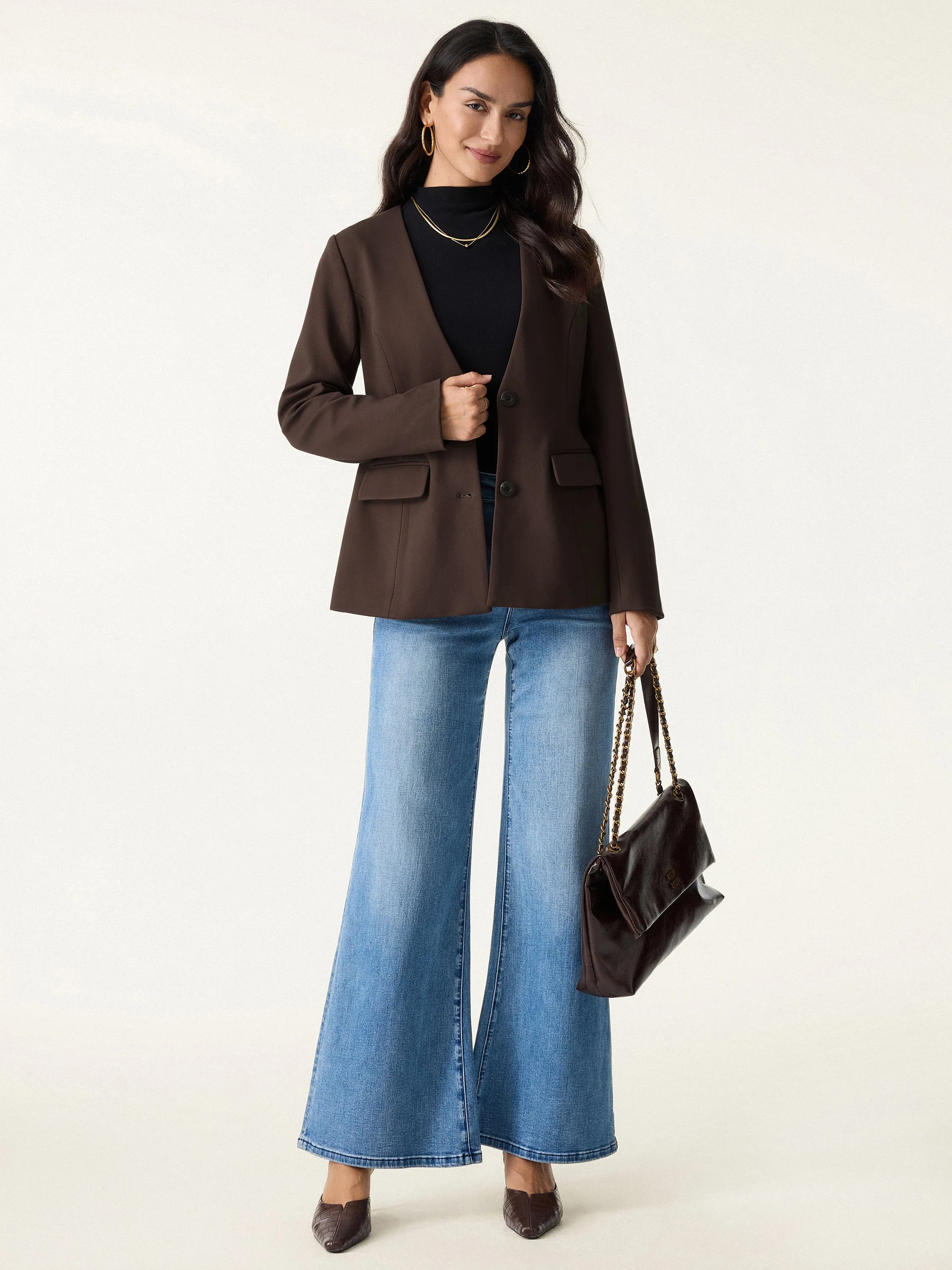 Collarless Hourglass V-neck Cinched Blazer sold by ogl move product image thumbnail 3