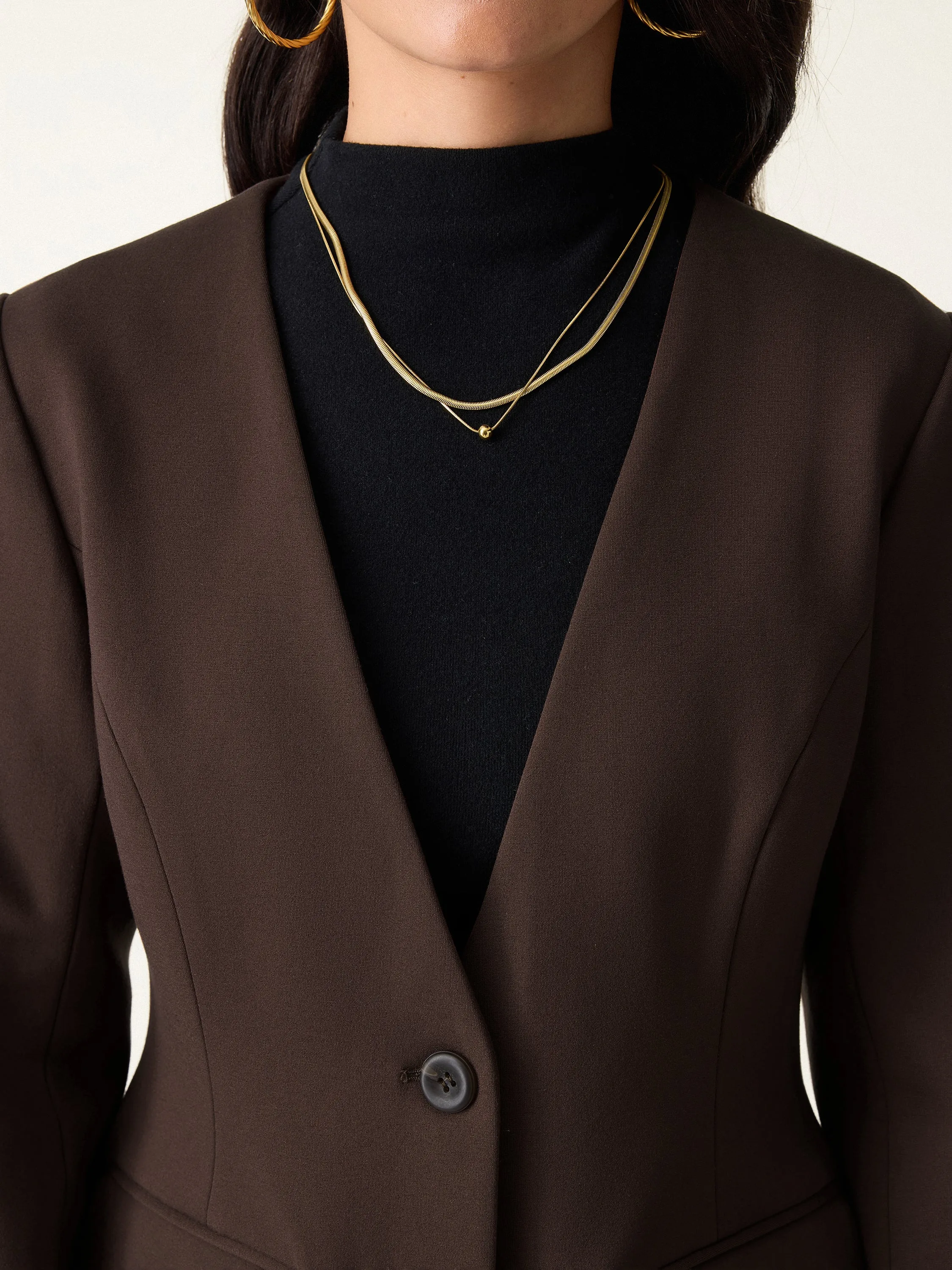 Collarless Hourglass V-neck Cinched Blazer sold by ogl move product image thumbnail 4