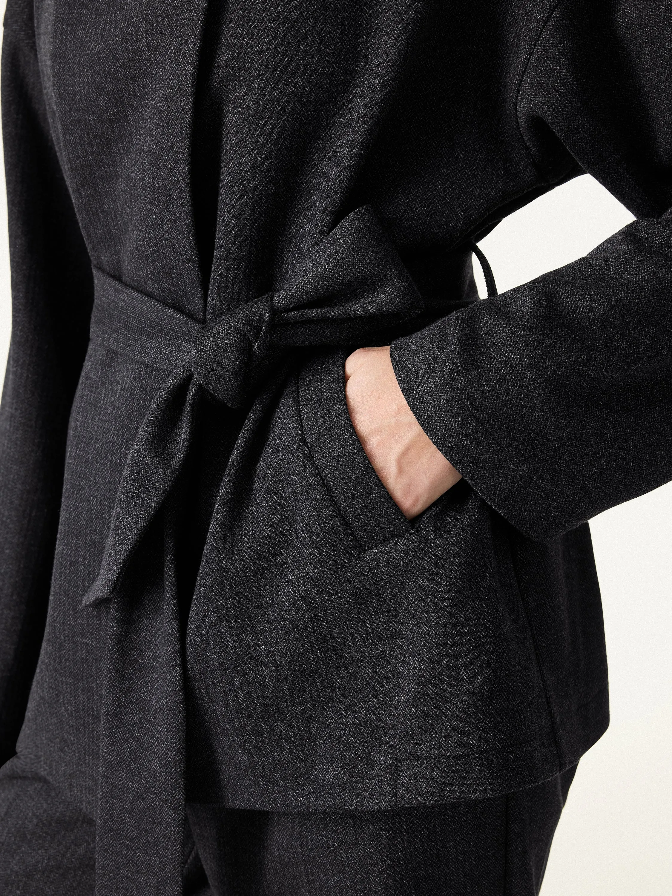 Herringbone Retro Belted Jacket with Pockets sold by OGLmove product image thumbnail 2