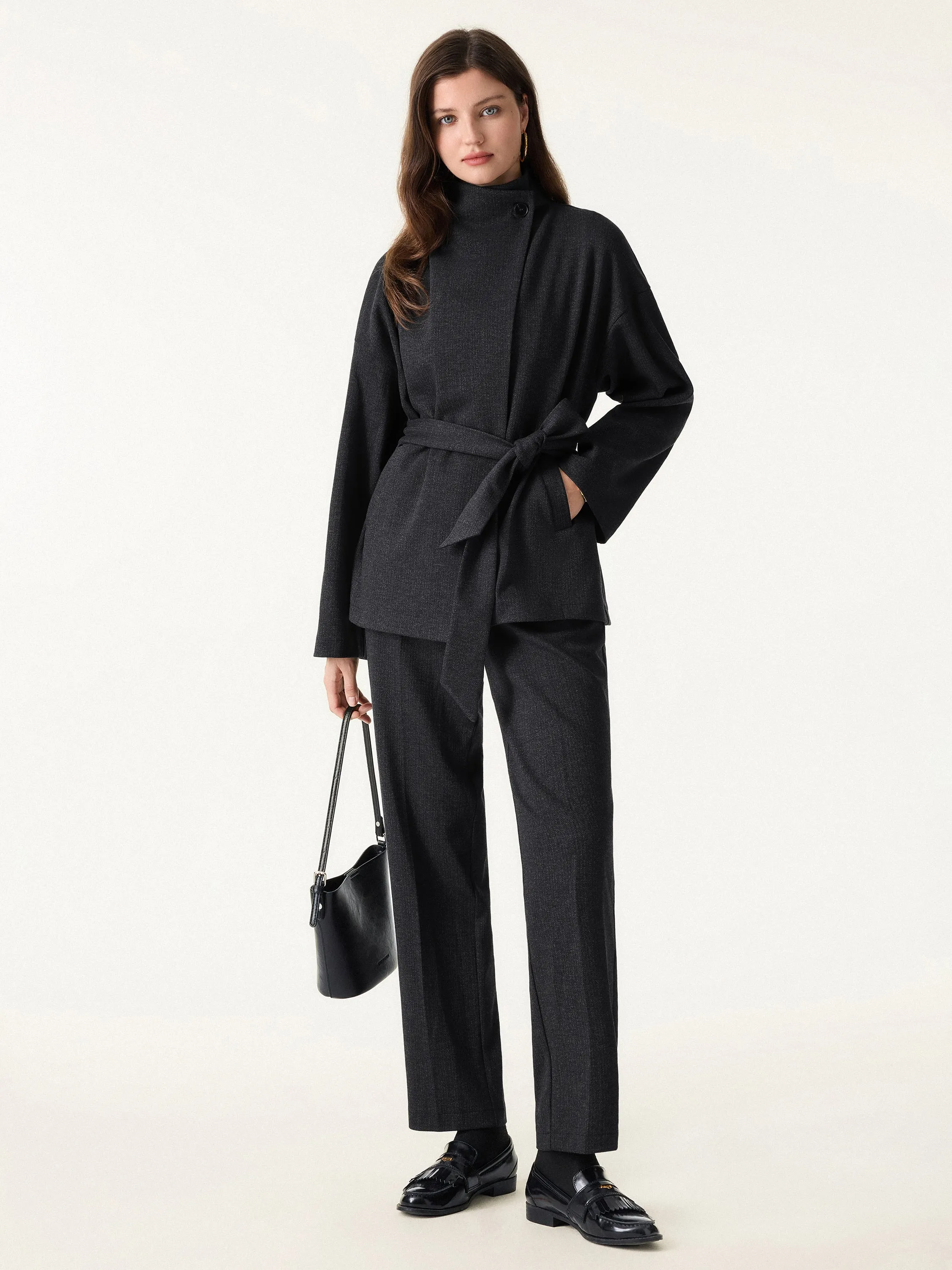 Herringbone Retro Belted Jacket with Pockets sold by OGLmove product image thumbnail 3