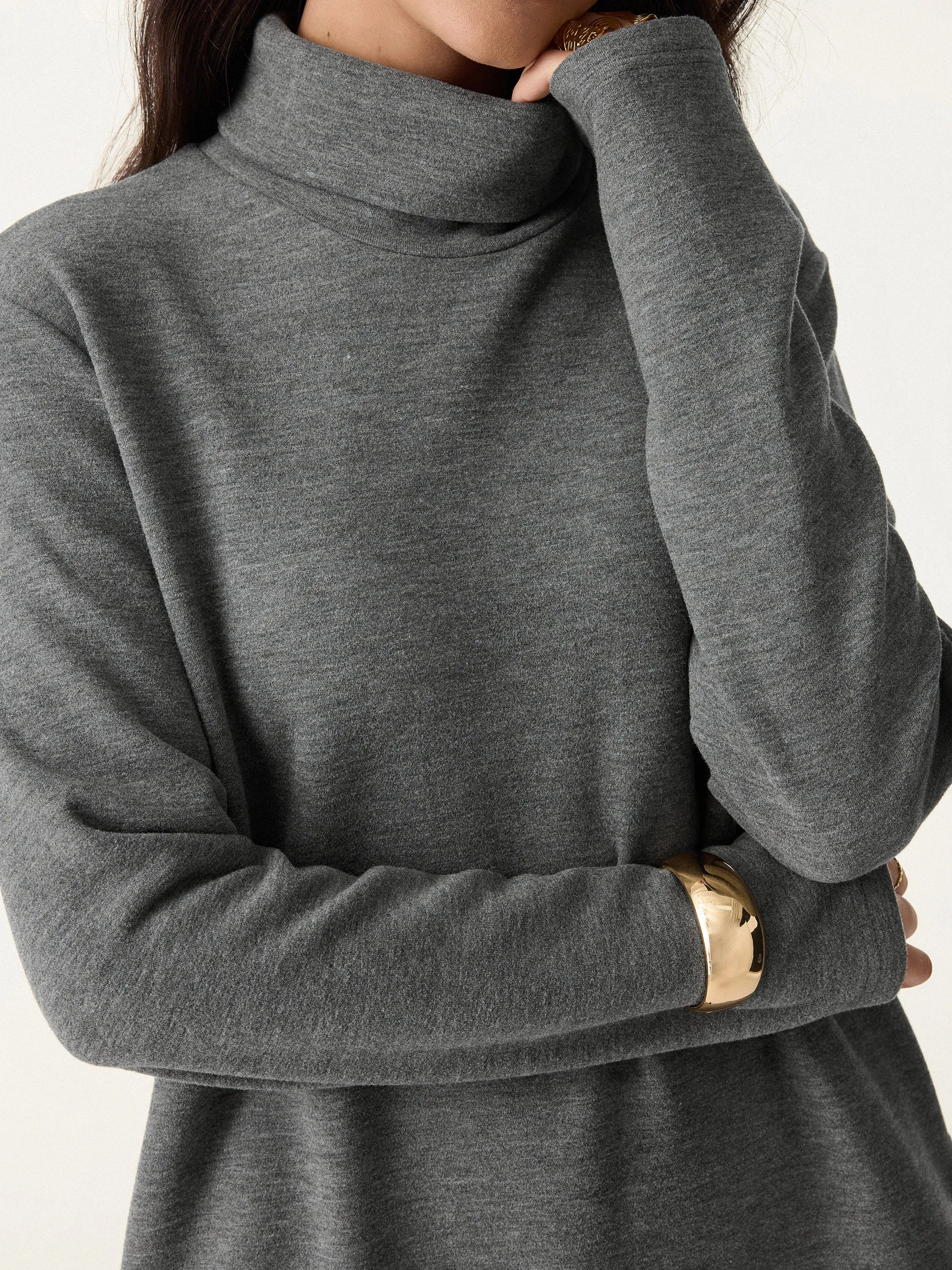 Cozy Warm Turtleneck Brushed Inside Mini Dress sold by OGLmove product image thumbnail 5