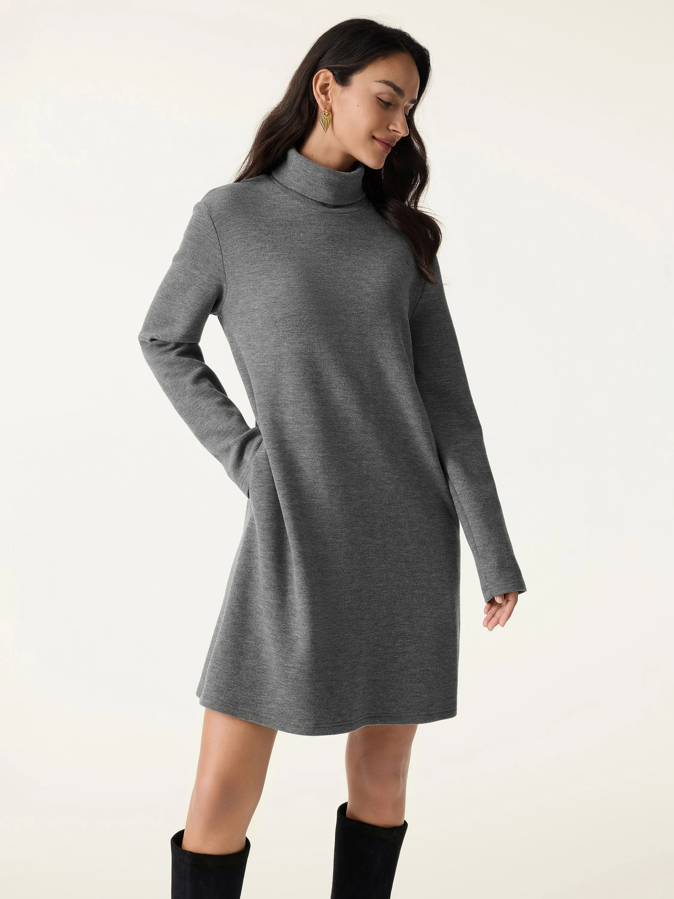 Cozy Warm Turtleneck Brushed Inside Mini Dress sold by OGLmove product image thumbnail 4