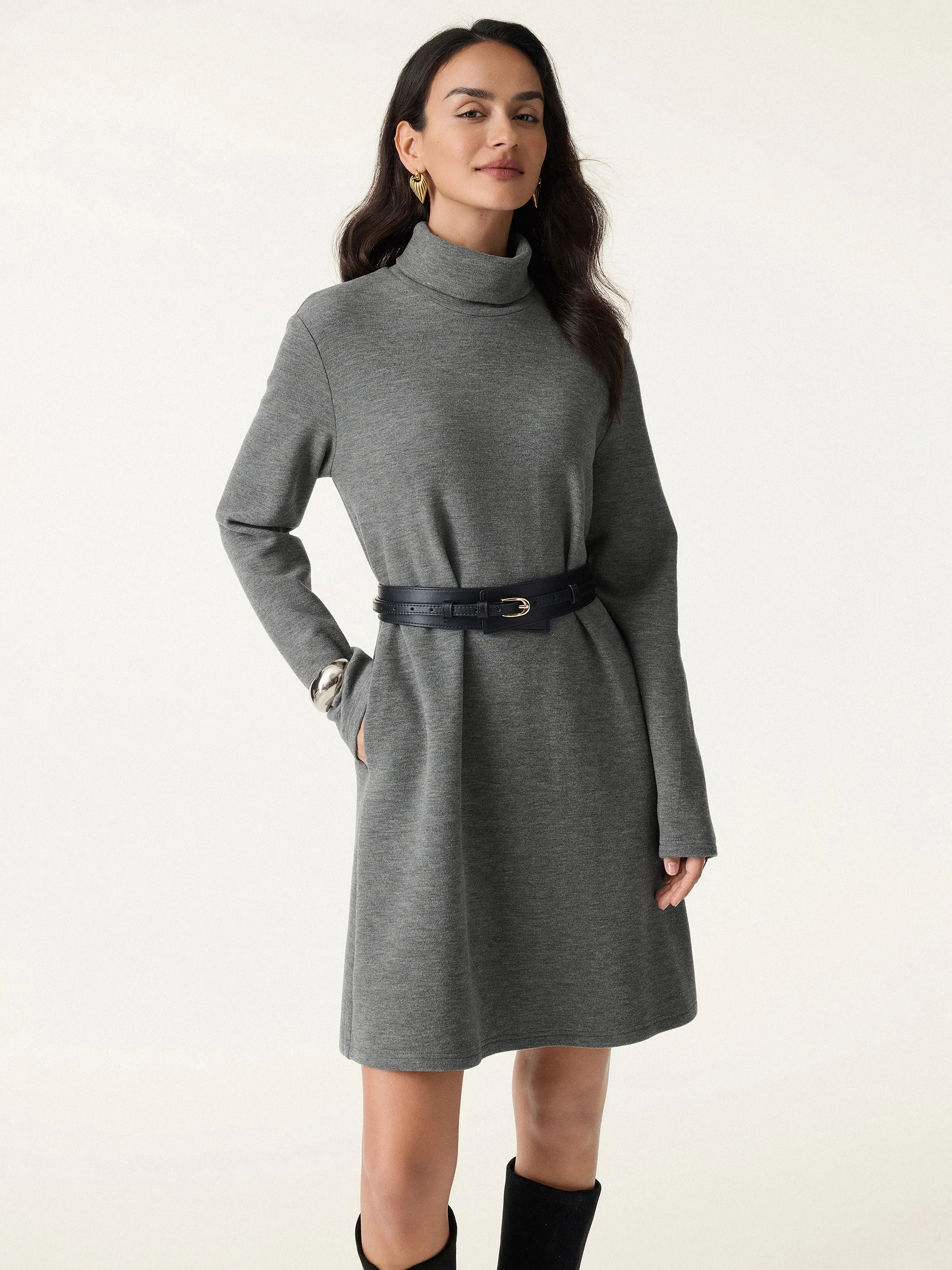 Cozy Warm Turtleneck Brushed Inside Mini Dress sold by OGLmove product image thumbnail 3