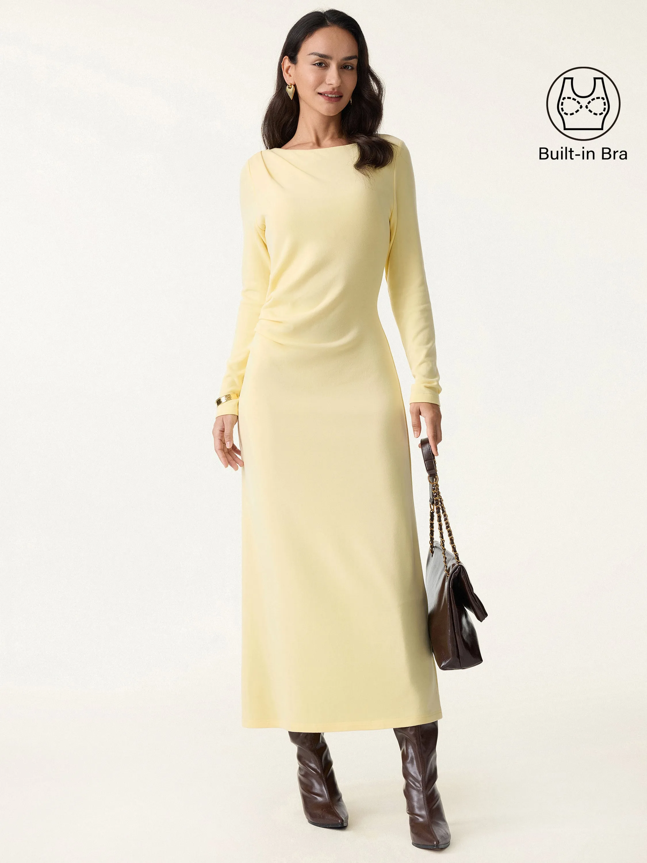 ProWarm Slimming Boatneck Tucked Midi Brami Dress sold by OGLmove product image thumbnail 4