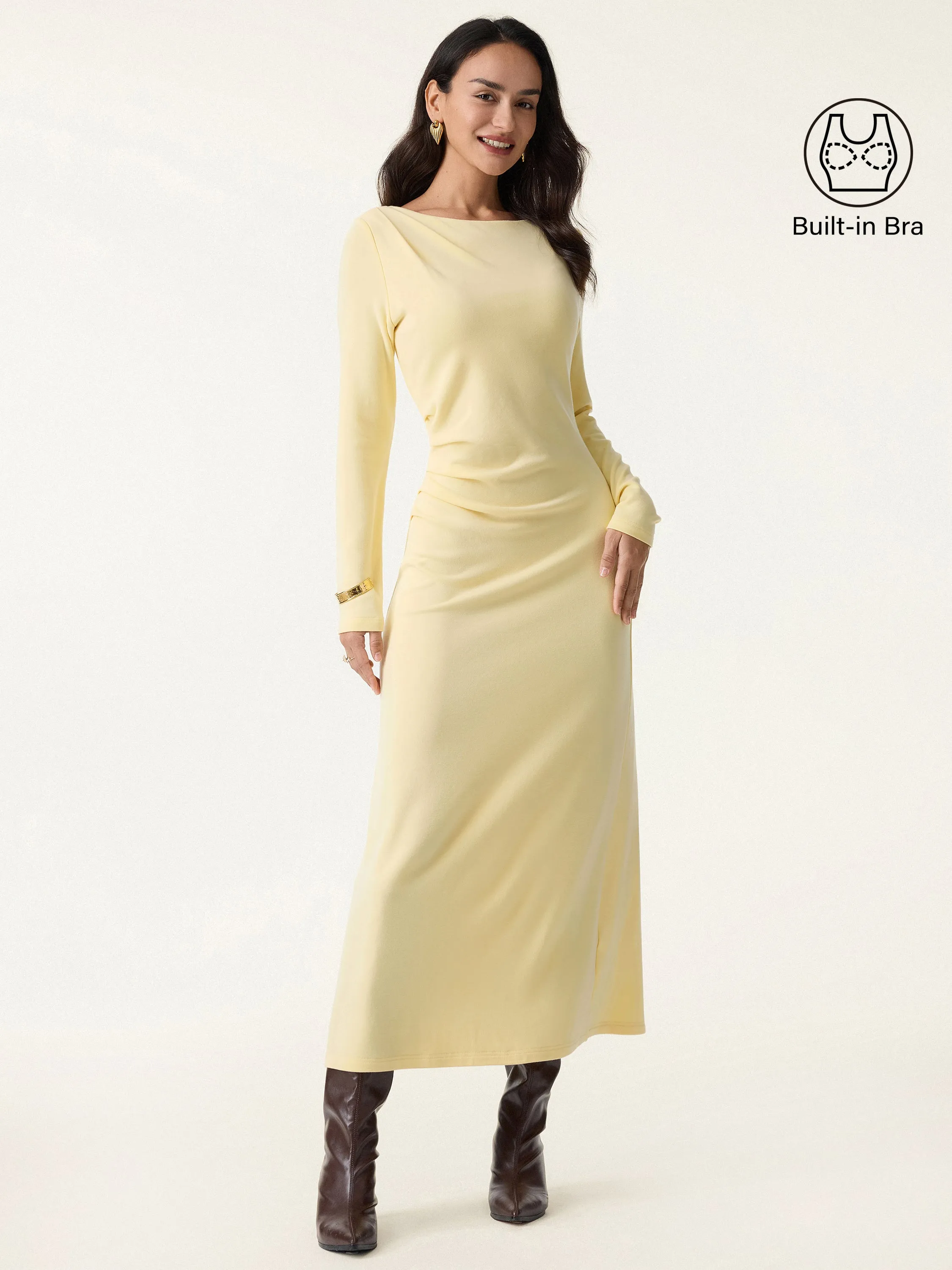 ProWarm Slimming Boatneck Tucked Midi Brami Dress sold by OGLmove