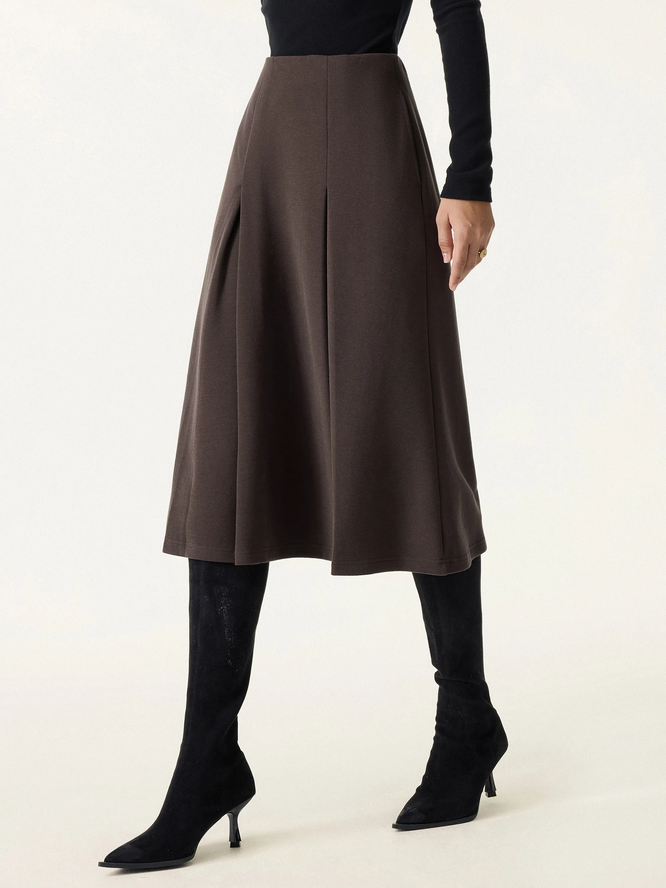 Mid Rise Pleated A-Line Pull-on Skirts with Pockets sold by ogl move product image thumbnail 4