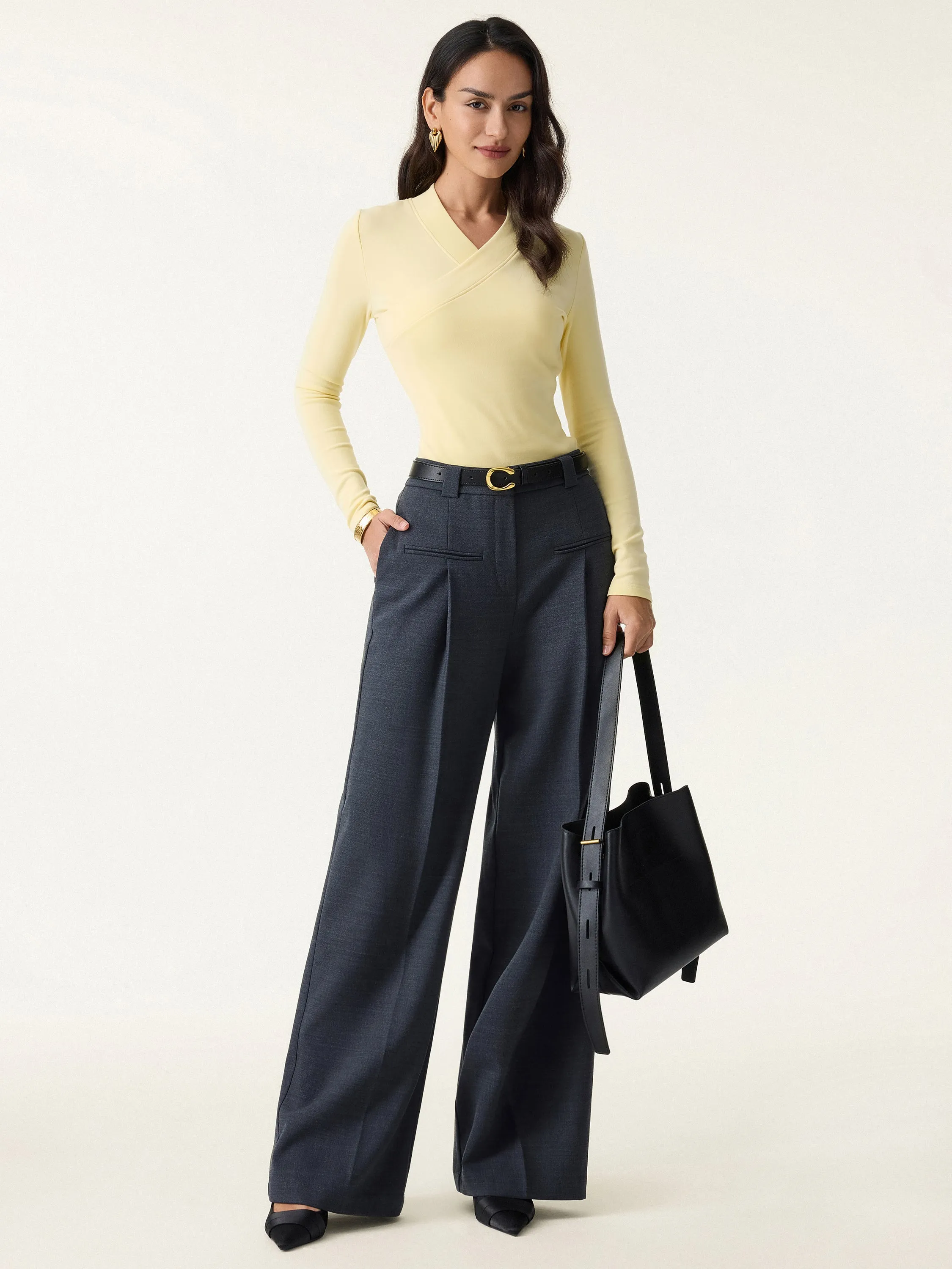 Wide Binding Surplice Long Sleeve Top sold by OGLmove product image thumbnail 2