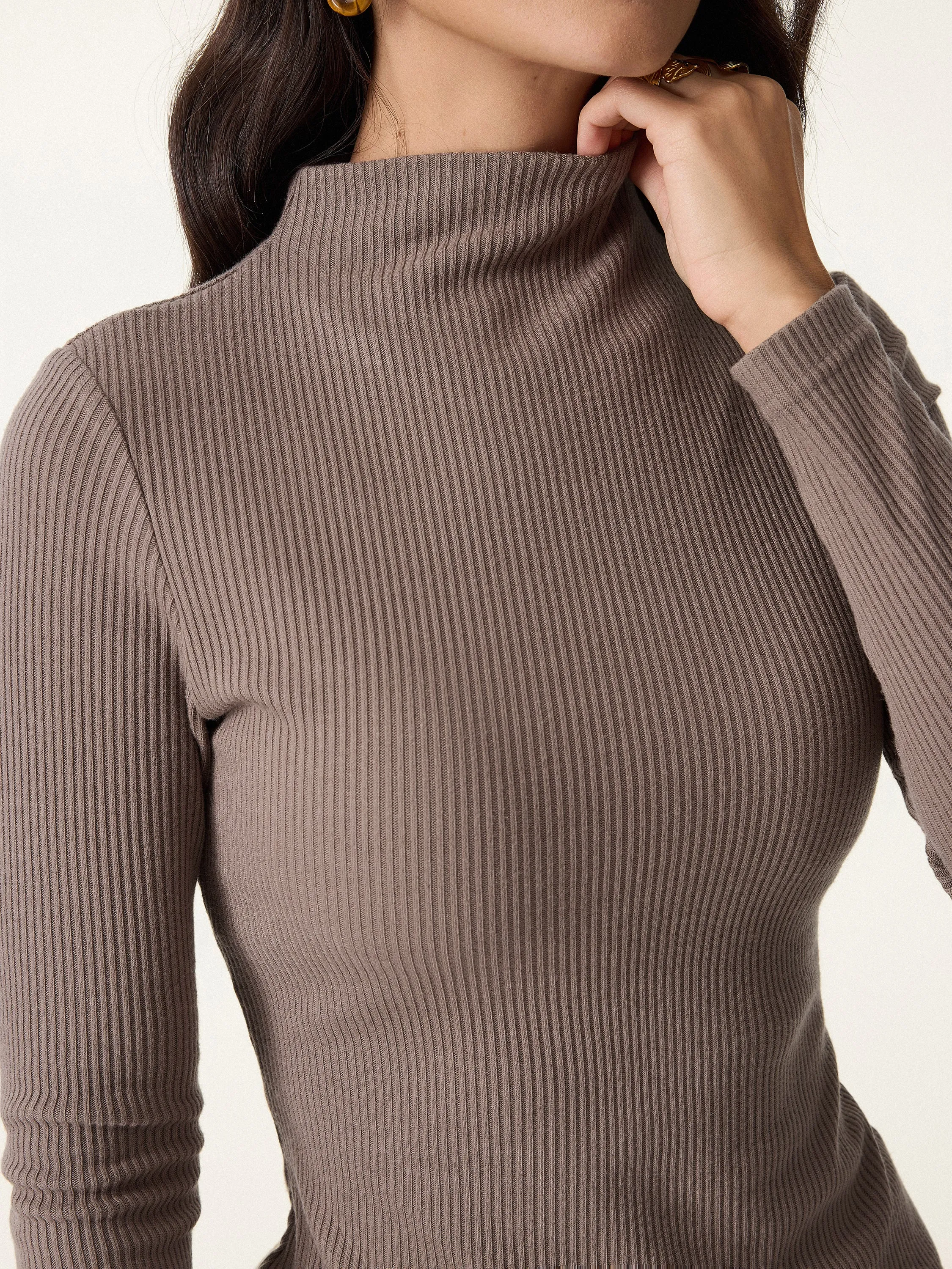 Ribbed Mockneck Long Sleeve Brami sold by OGLmove product image thumbnail 4