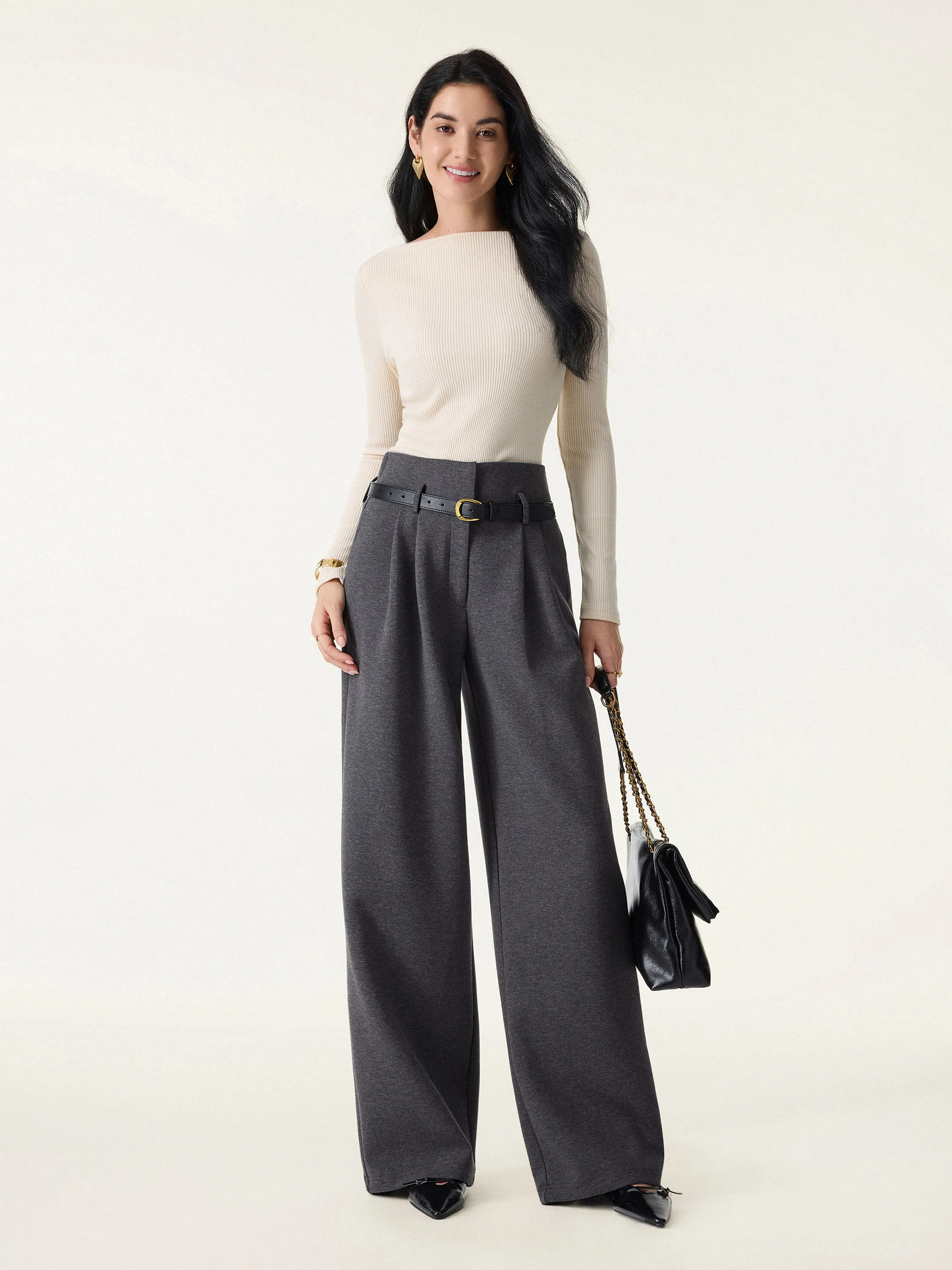 Cozy Warm High Rise Wide Leg Trousers with Pockets sold by OGLmove product image thumbnail 3