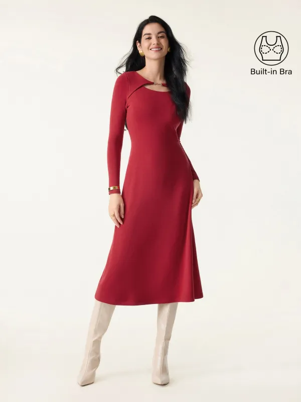 Metal Chain Detail Boatneck Midi Brami Dress sold by OGLmove