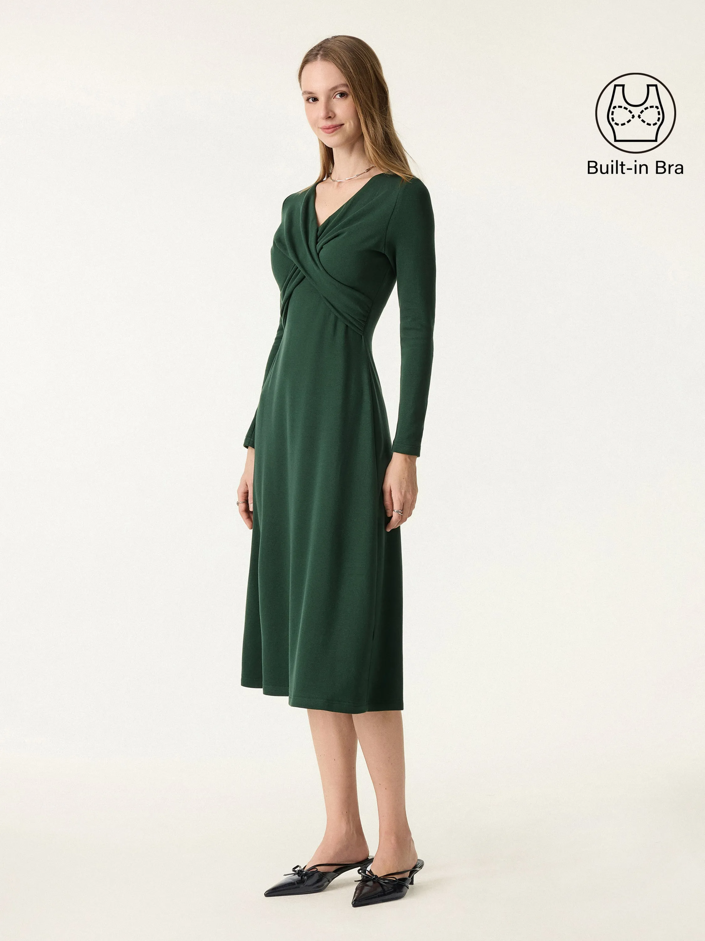 ProWarm V-Neck Surplice Midi Brami Dress sold by OGLmove product image thumbnail 4