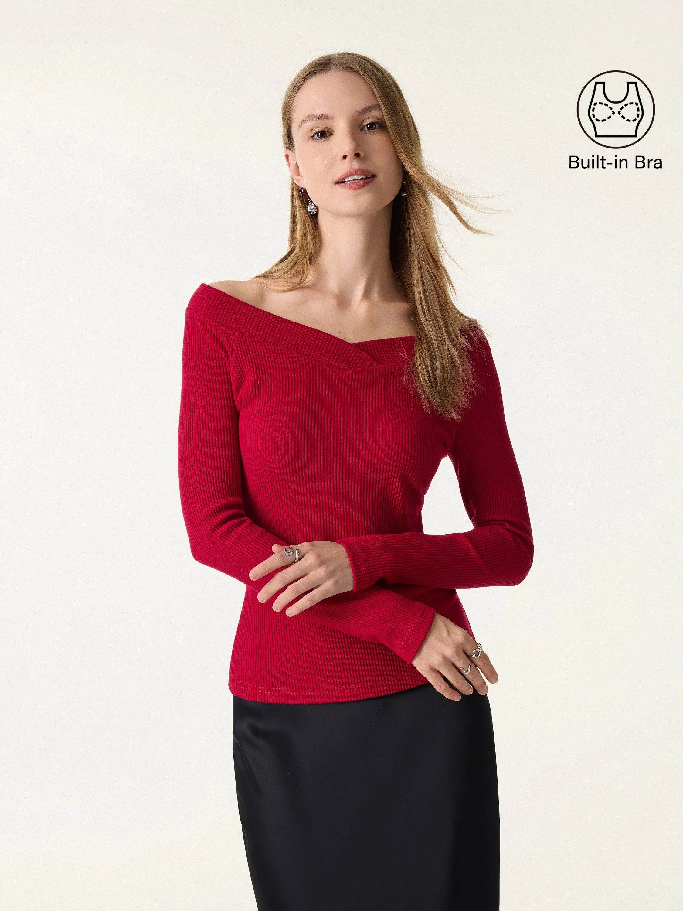 Non-Slip Ribbed Wide V-Neck Brami Top sold by OGLmove