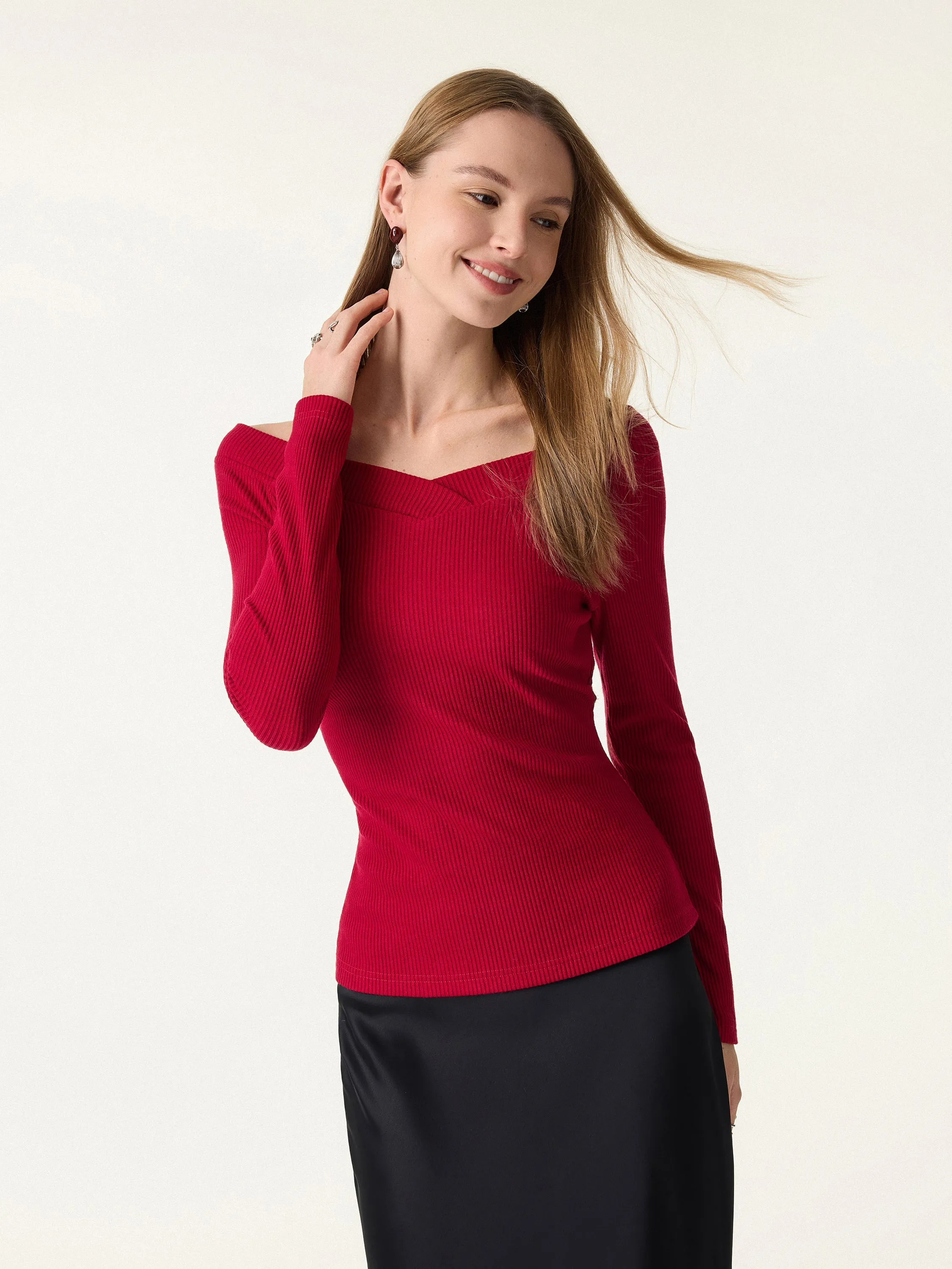 Non-Slip Ribbed Wide V-Neck Brami Top sold by OGLmove product image thumbnail 4
