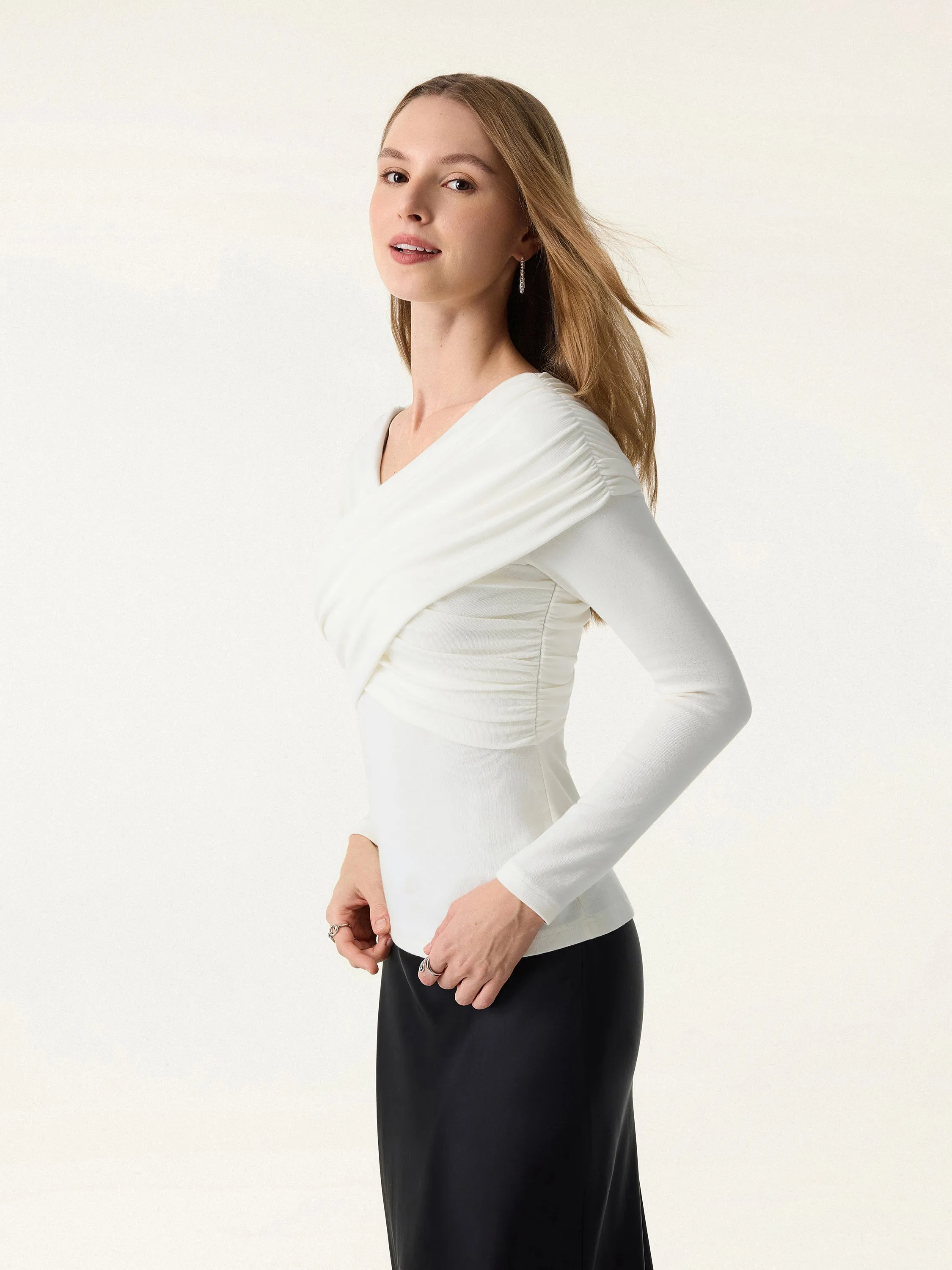 Ruched V-Neck Surplice Brami sold by OGLmove product image thumbnail 5