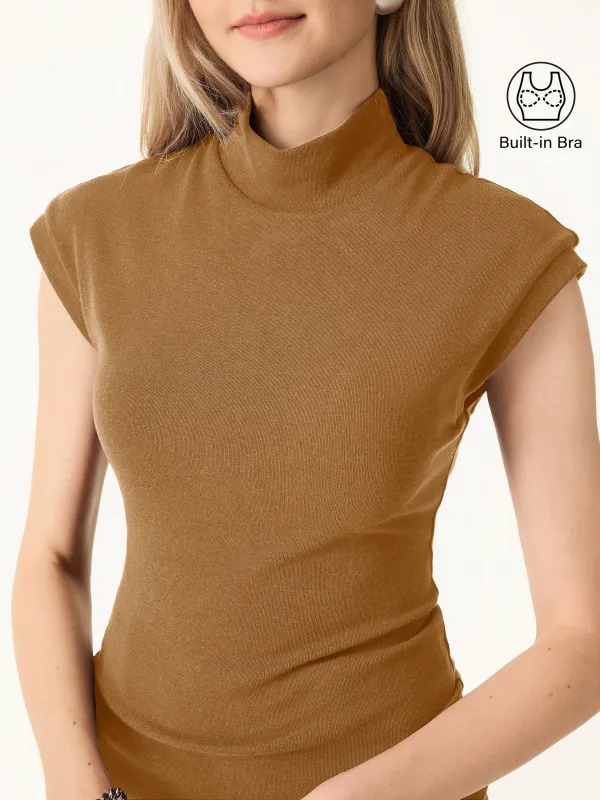 Mock Neck Cap Sleeve Brami Top sold by OGLmove
