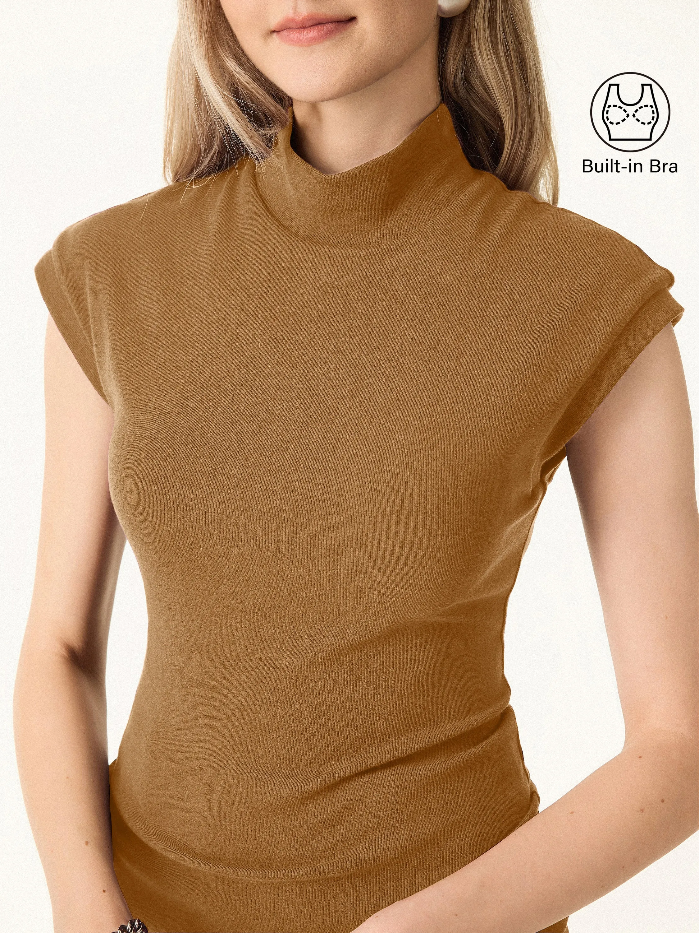 Mock Neck Cap Sleeve Brami Top sold by OGLmove